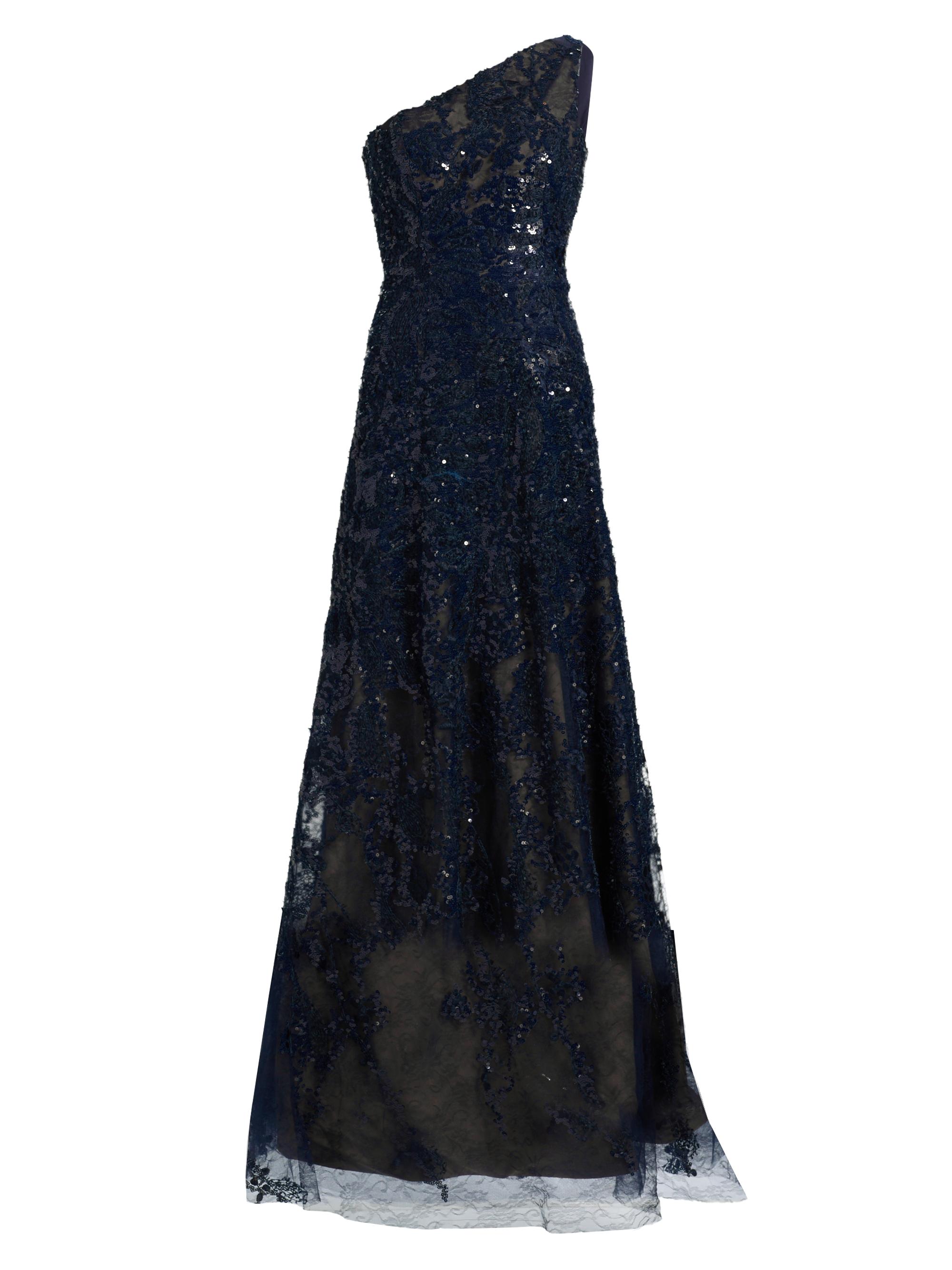 Rene Ruiz Collection Women's Embellished Tulle One-Shoulder A-Line Gown - Navy