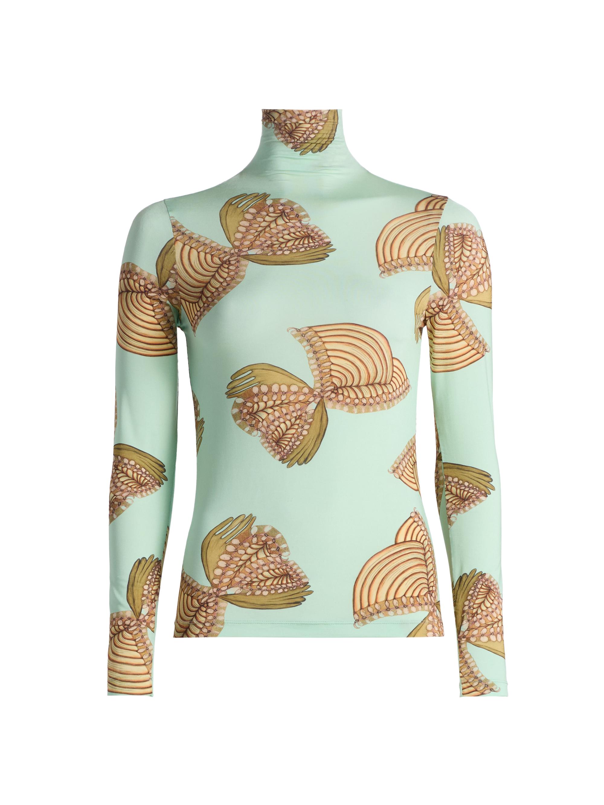 Ulla Johnson Women's Aurelia Stretch-Knit Turtleneck Top - Water Blossoms