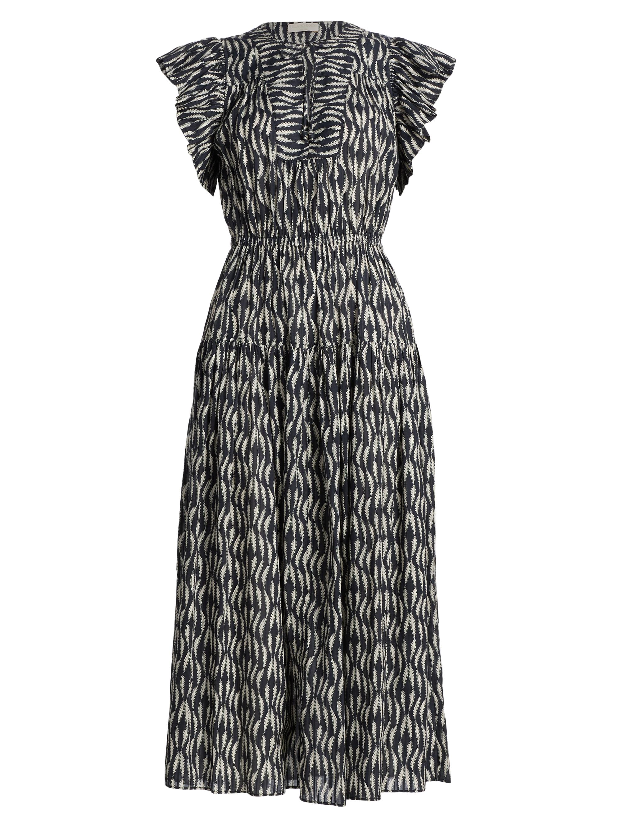 Ulla Johnson Kairi Printed Flutter-Sleeve Midi-Dress | Saks Fifth