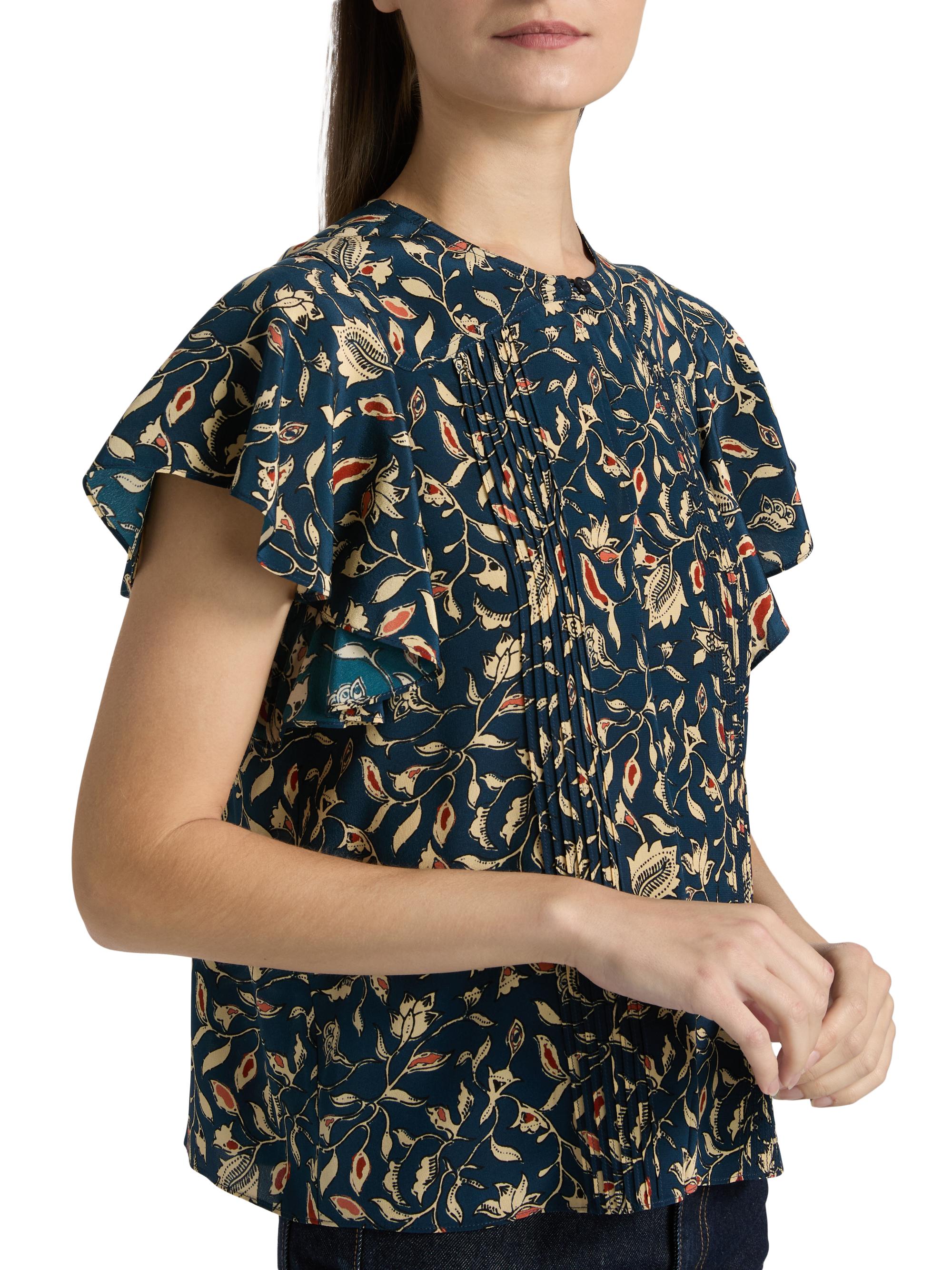 Ulla Johnson Adoni Floral Silk Pintuck Top | Saks Fifth Avenue