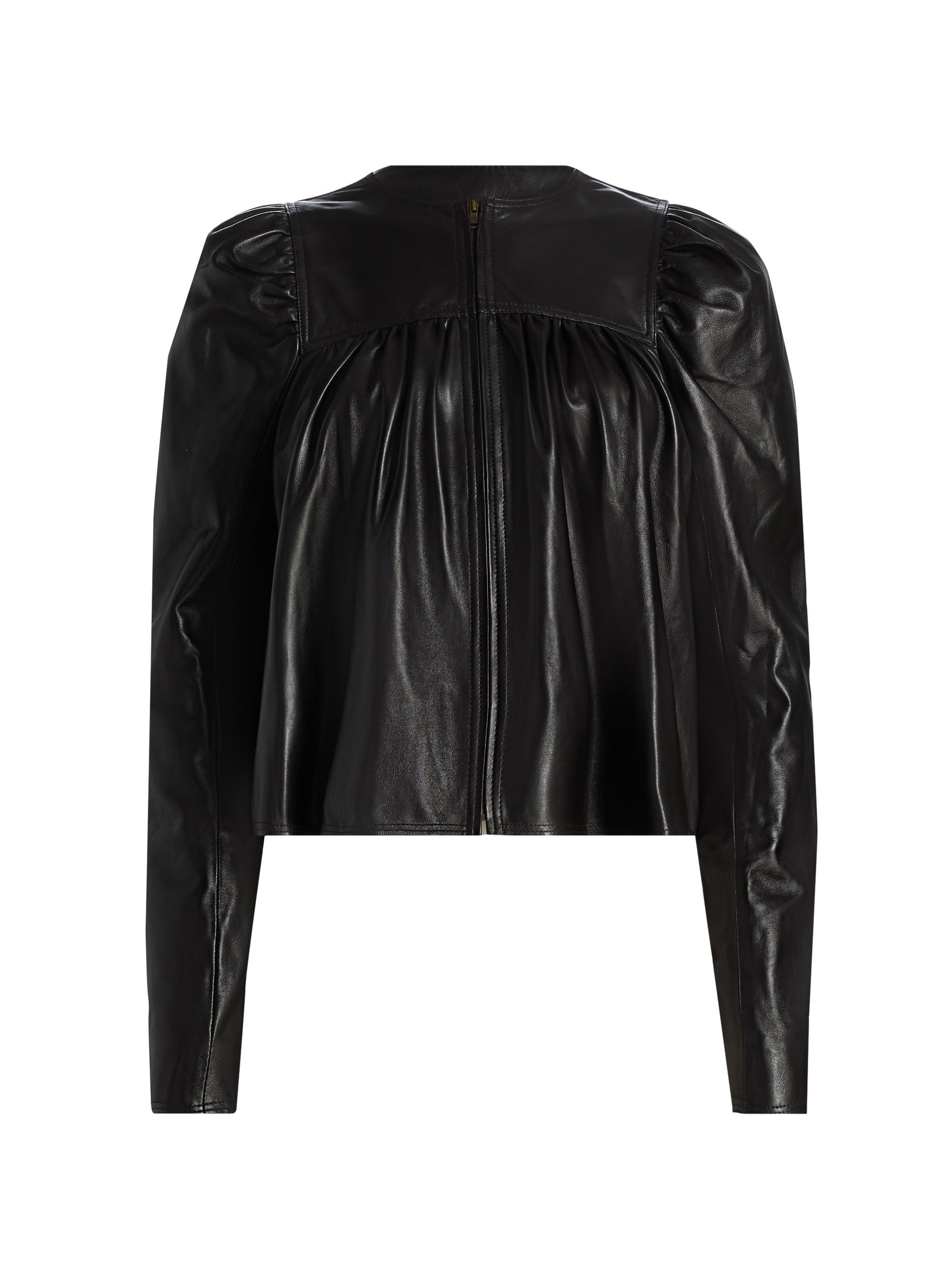 Ulla Johnson Women's Anouk Ruched Leather Jacket - Noir