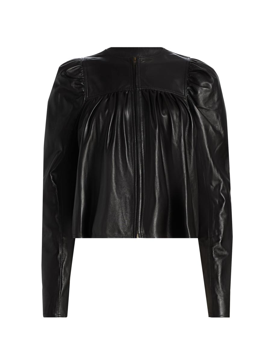 Ulla Johnson Women's Anouk Ruched Leather Jacket In Black