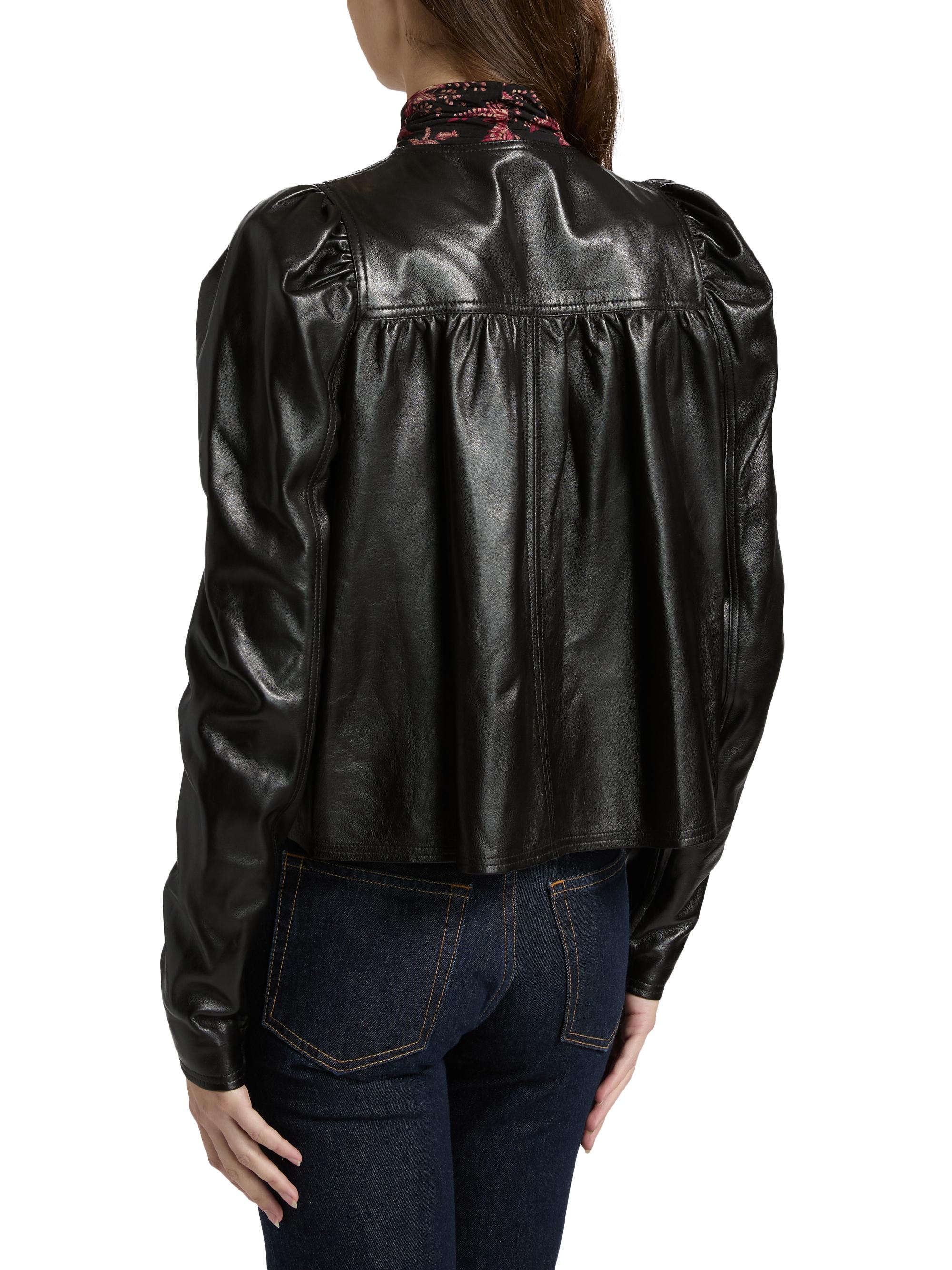 Ulla Johnson Anouk Ruched Leather Jacket | Saks Fifth Avenue