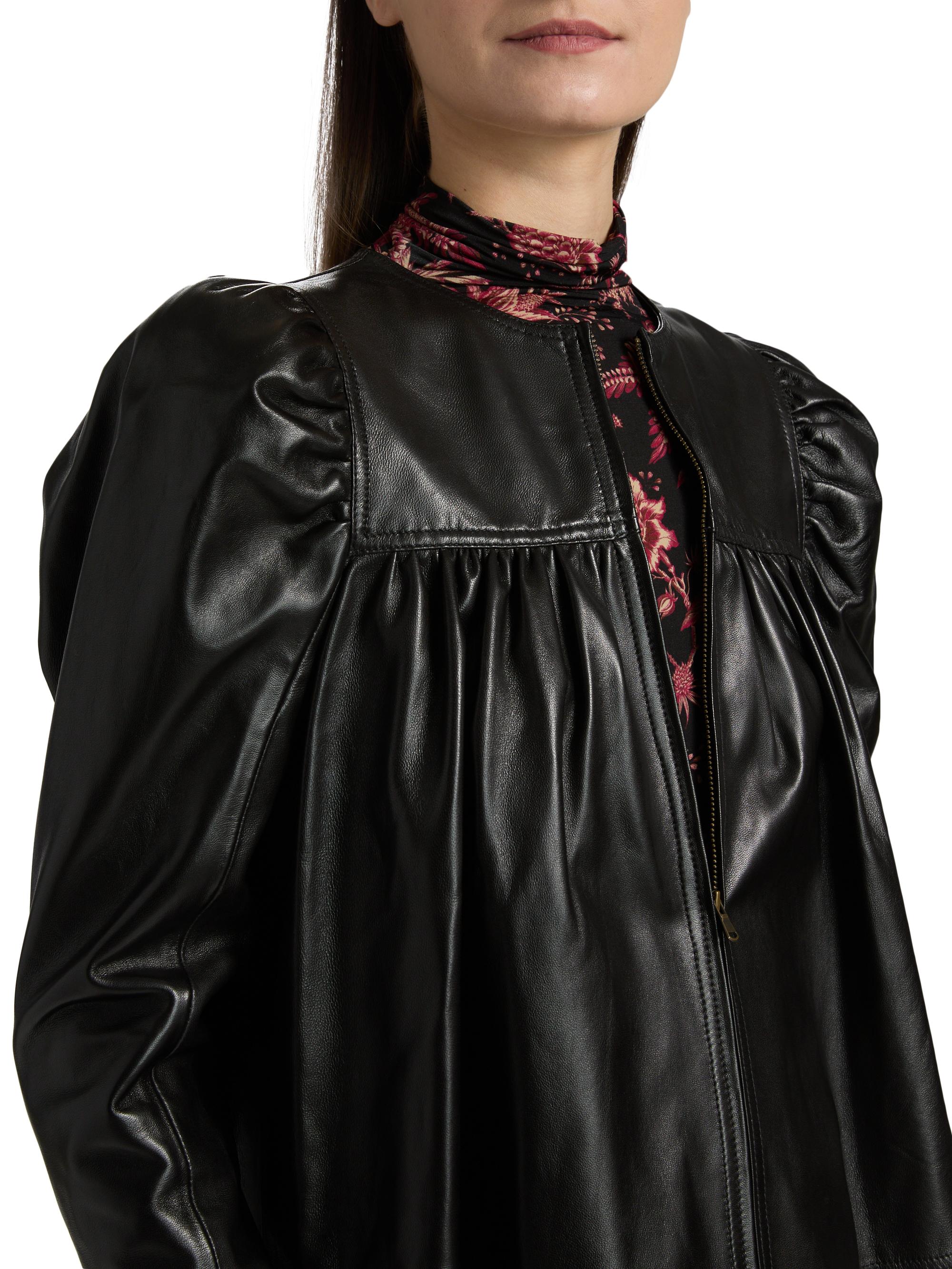 Ulla Johnson Anouk Ruched Leather Jacket | Saks Fifth Avenue