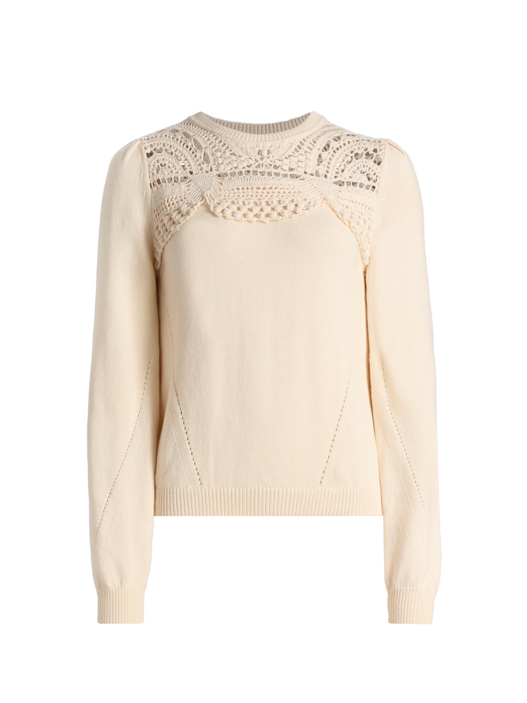 Ulla Johnson Women's Lucette Crochet-Yoke Sweater - Cowrie