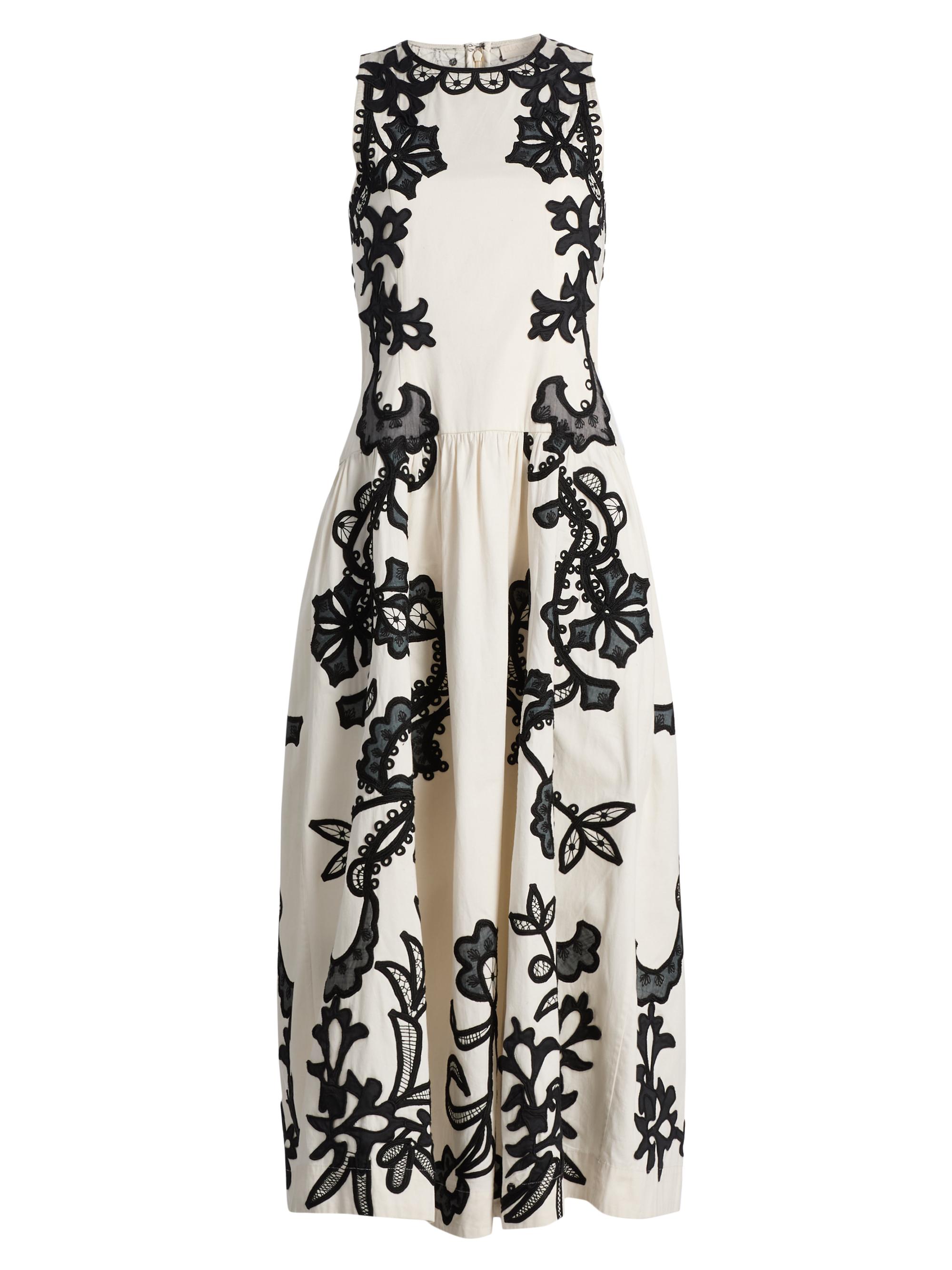 Ulla Johnson Women's Sonali Appliqué-Embroidered Cotton Midi-Dress - Anemone