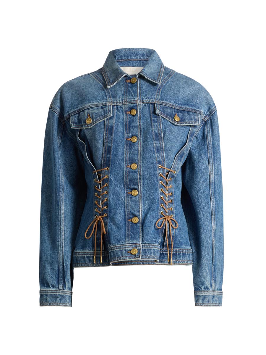 Ulla Johnson Women's The Noemi Lace-up Denim Jacket In Blue
