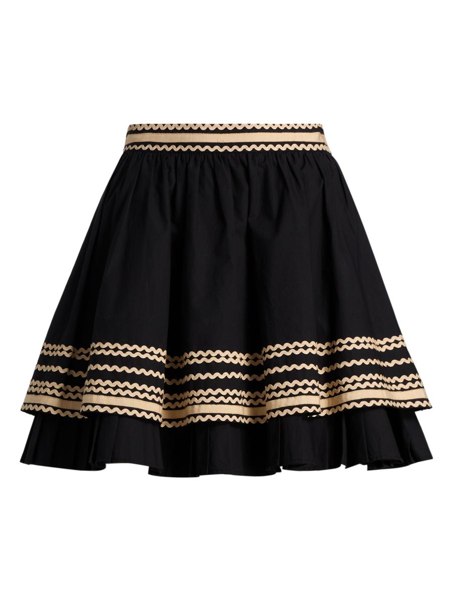 Ulla Johnson Women's Adaleigh Layered Scalloped Cotton Miniskirt In Black