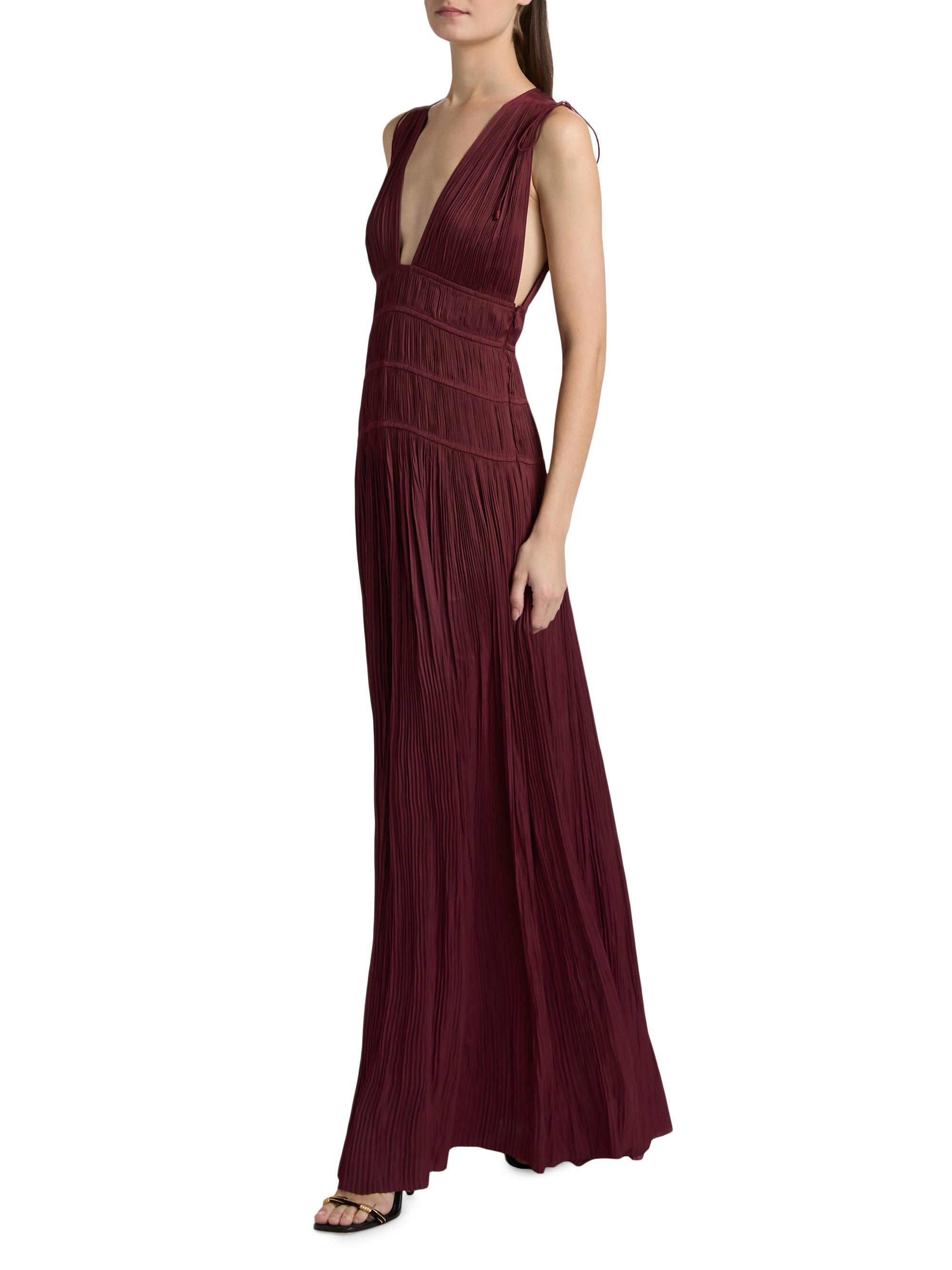 adelie maxi dress champagne Satin Boat-Neck Twist-Back Maxi Dress in Champagne - L