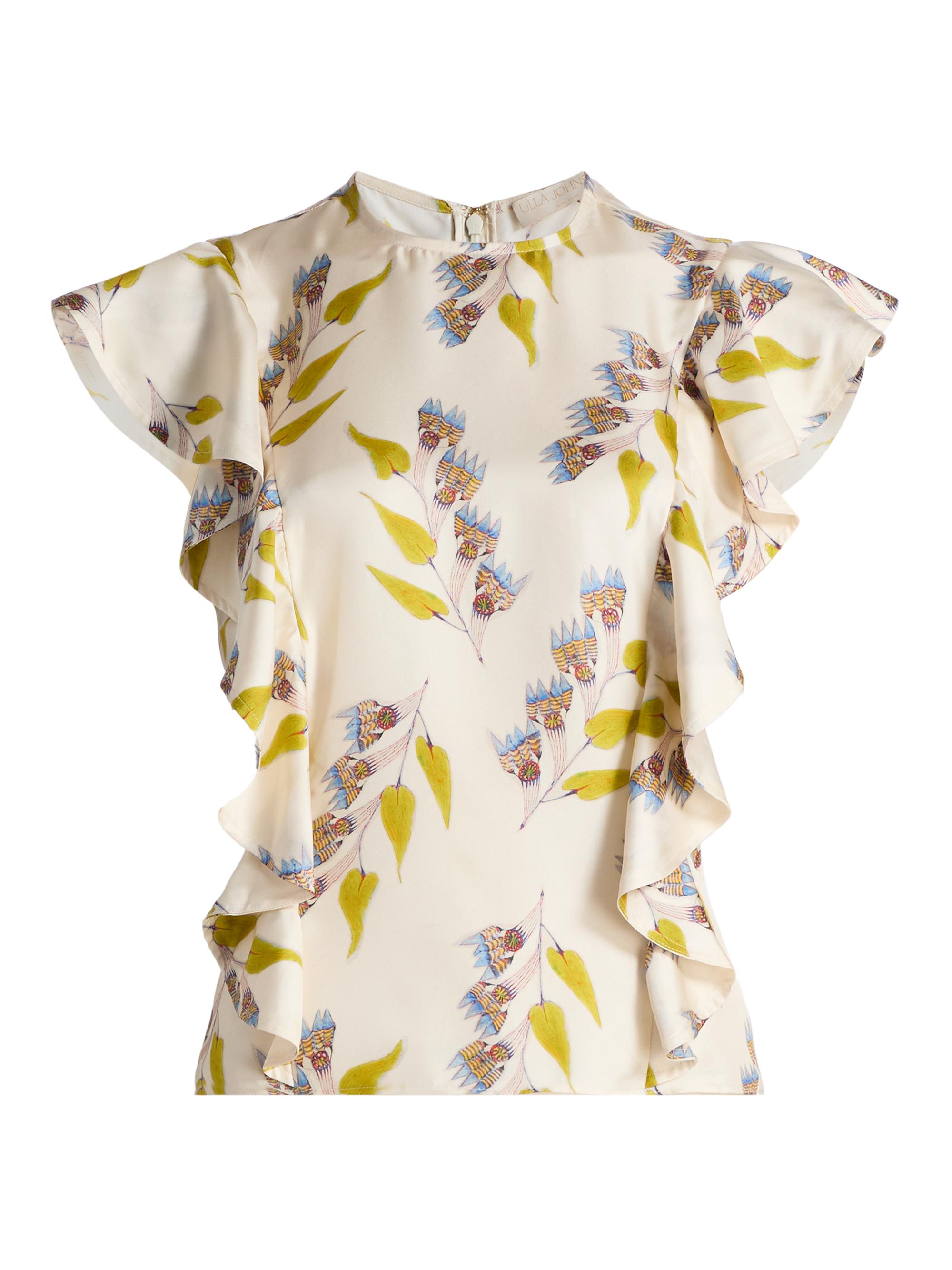 Ulla Johnson Women's Anna Zemankova Botanical Ruffled Silk Top - Infinite Flower