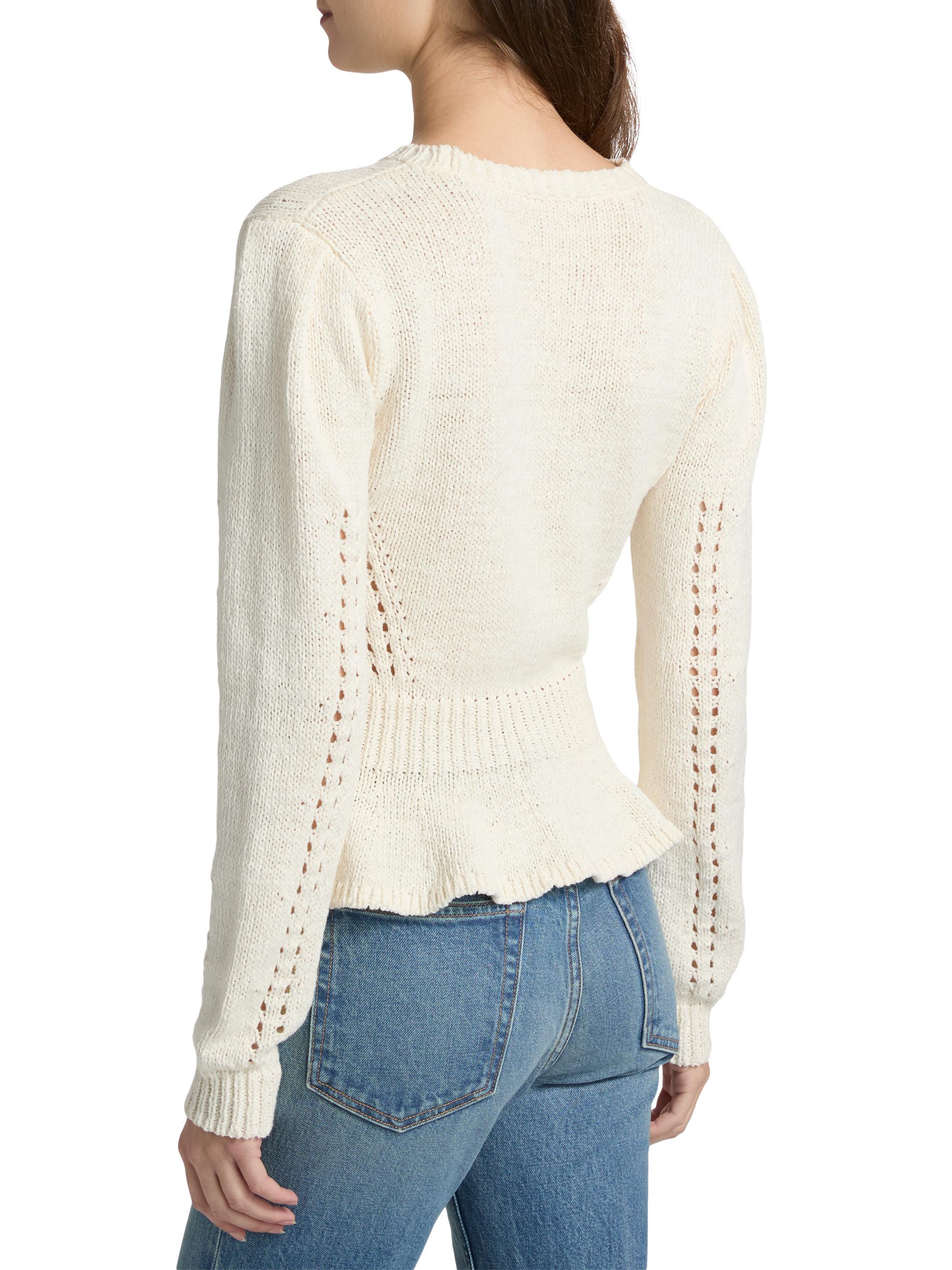 Ulla Johnson Aurelie Open-Knit Peplum Pullover Sweater | Saks