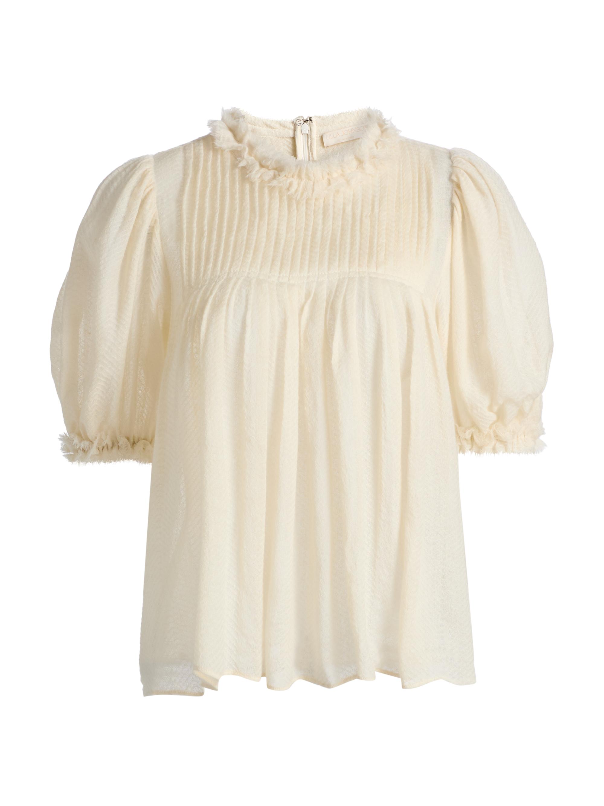 Ulla Johnson Women's Karlyn Pleated Wool Top - Cowrie