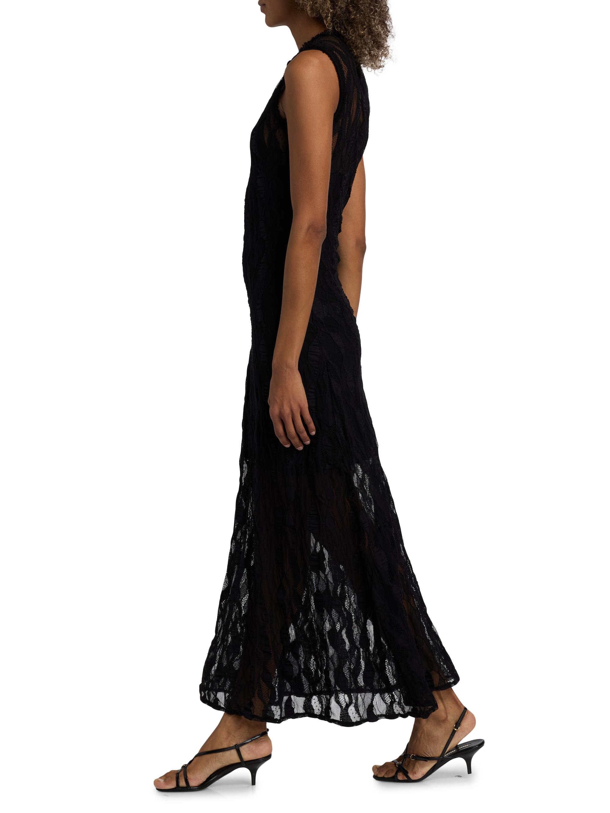 venus lace maxi dress Venus Black White Floral Lace Maxi Dress S ? Keyhole Back Side Slit Gown  Stretch