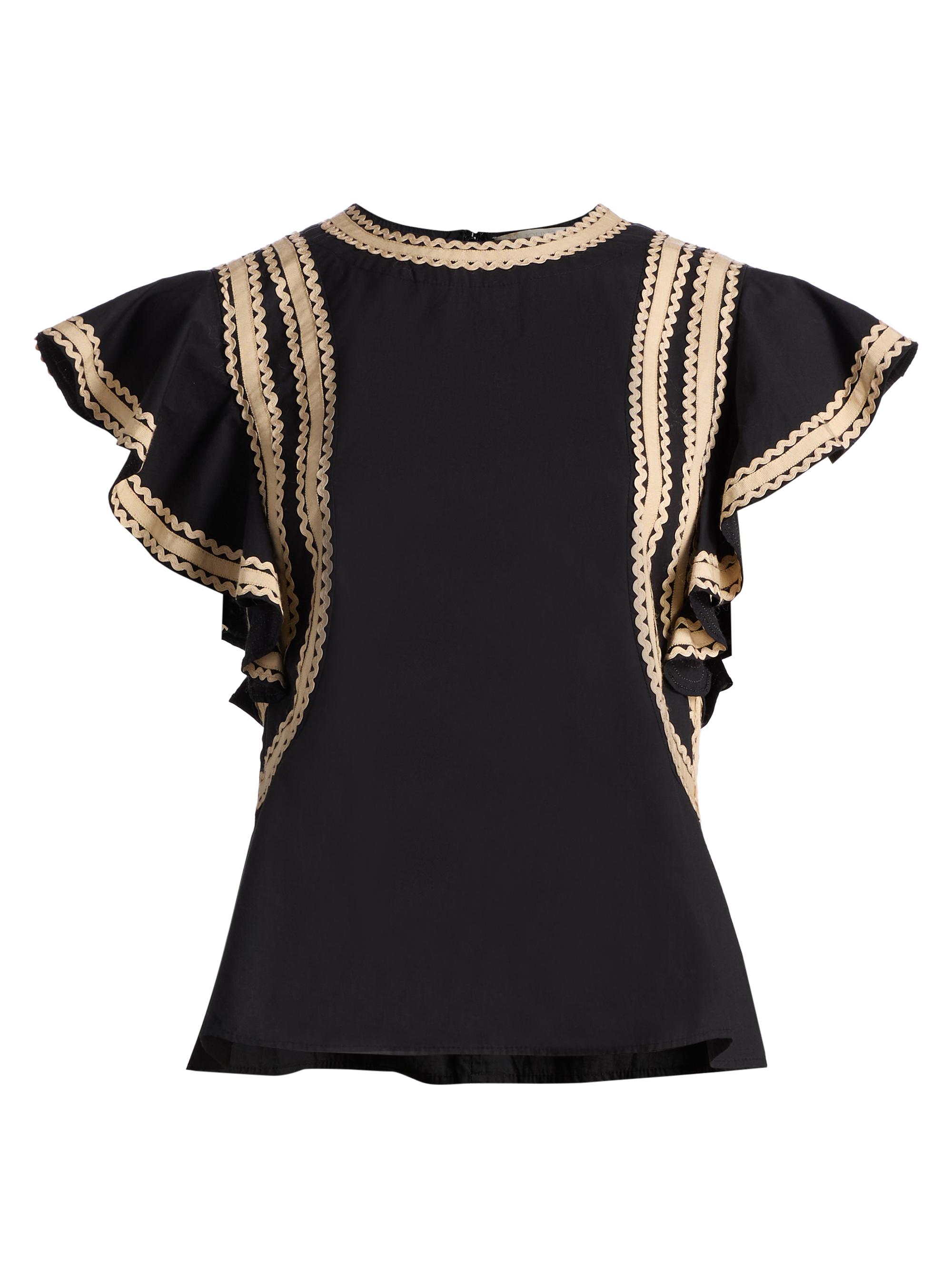 Ulla Johnson Women's Anora Scalloped-Trim Cotton Top - Noir