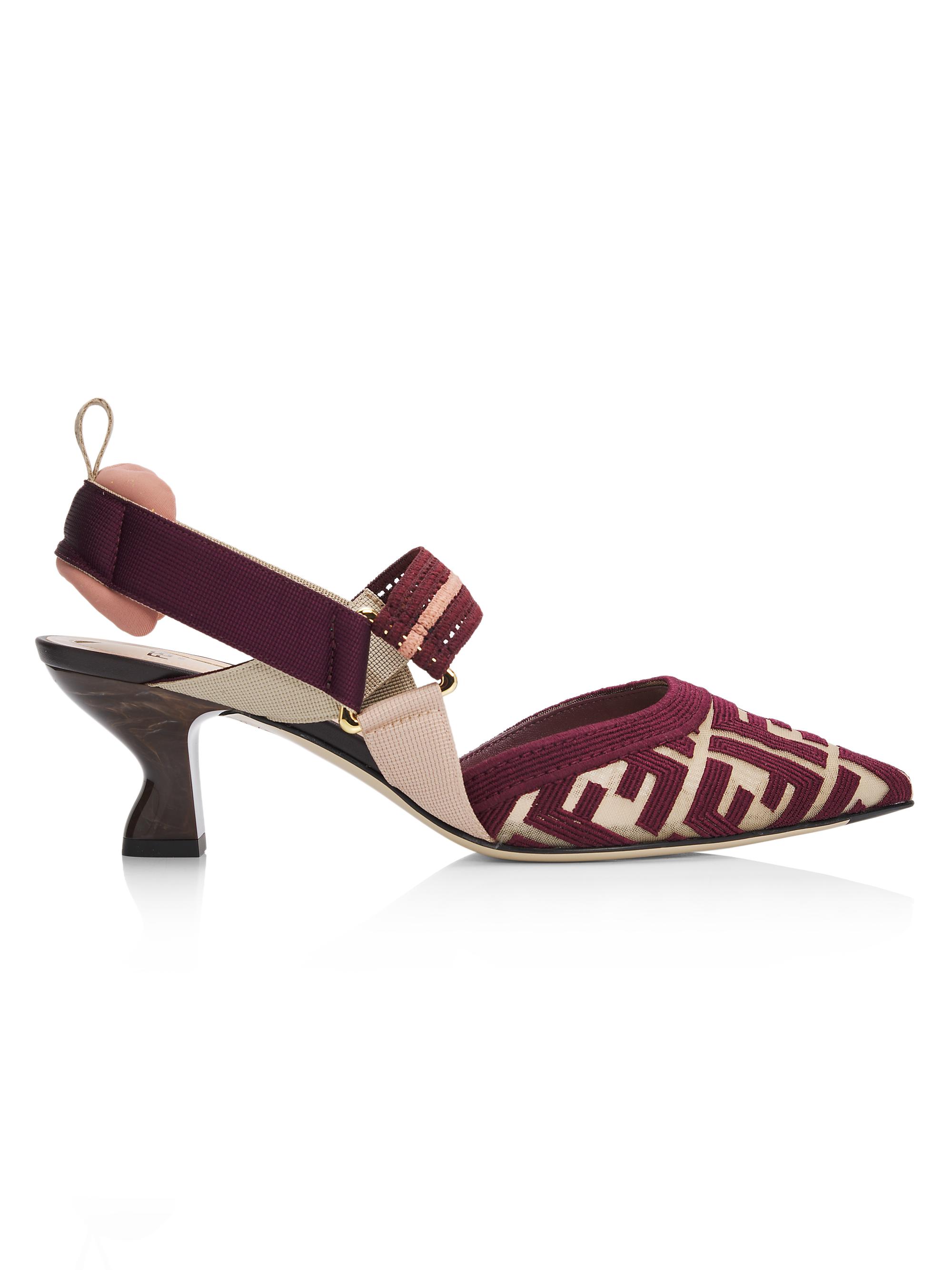 Fendi Women's Colibrì 55MM FF Mesh Slingback Pumps - Beige Plum
