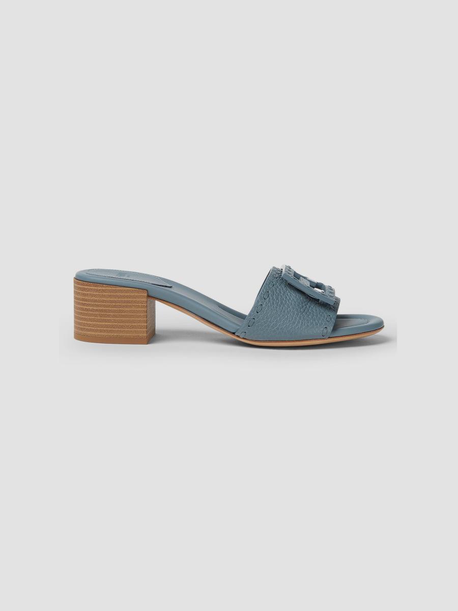 Fendi Vitello 45MM Logo Leather Mules | Saks Fifth Avenue