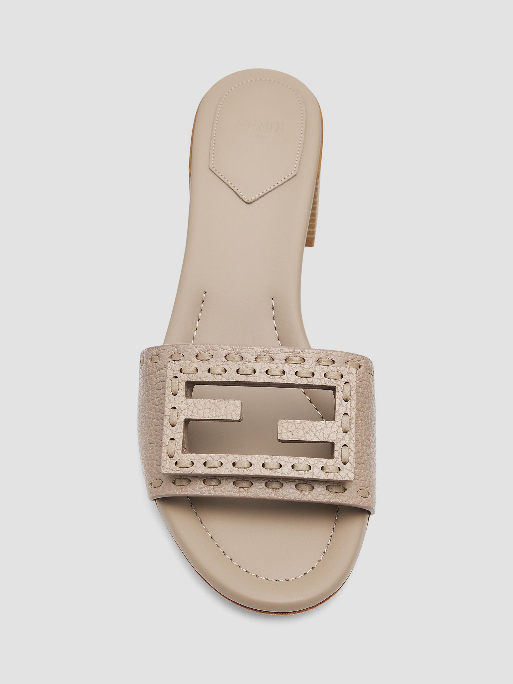 Fendi Vitello 45MM Logo Leather Mules | Saks Fifth Avenue