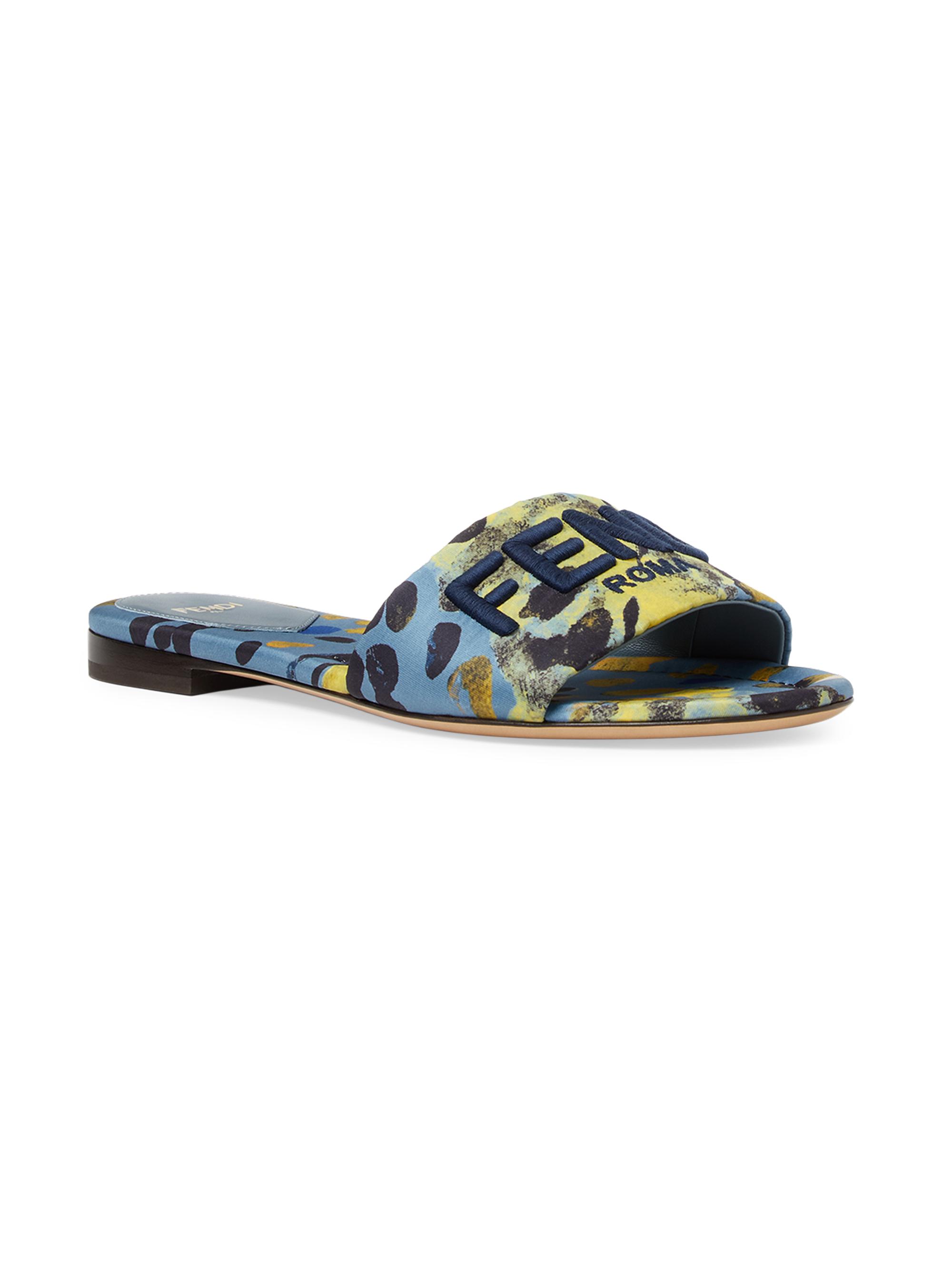 Fendi Logo Silk Slide Sandals | Saks Fifth Avenue