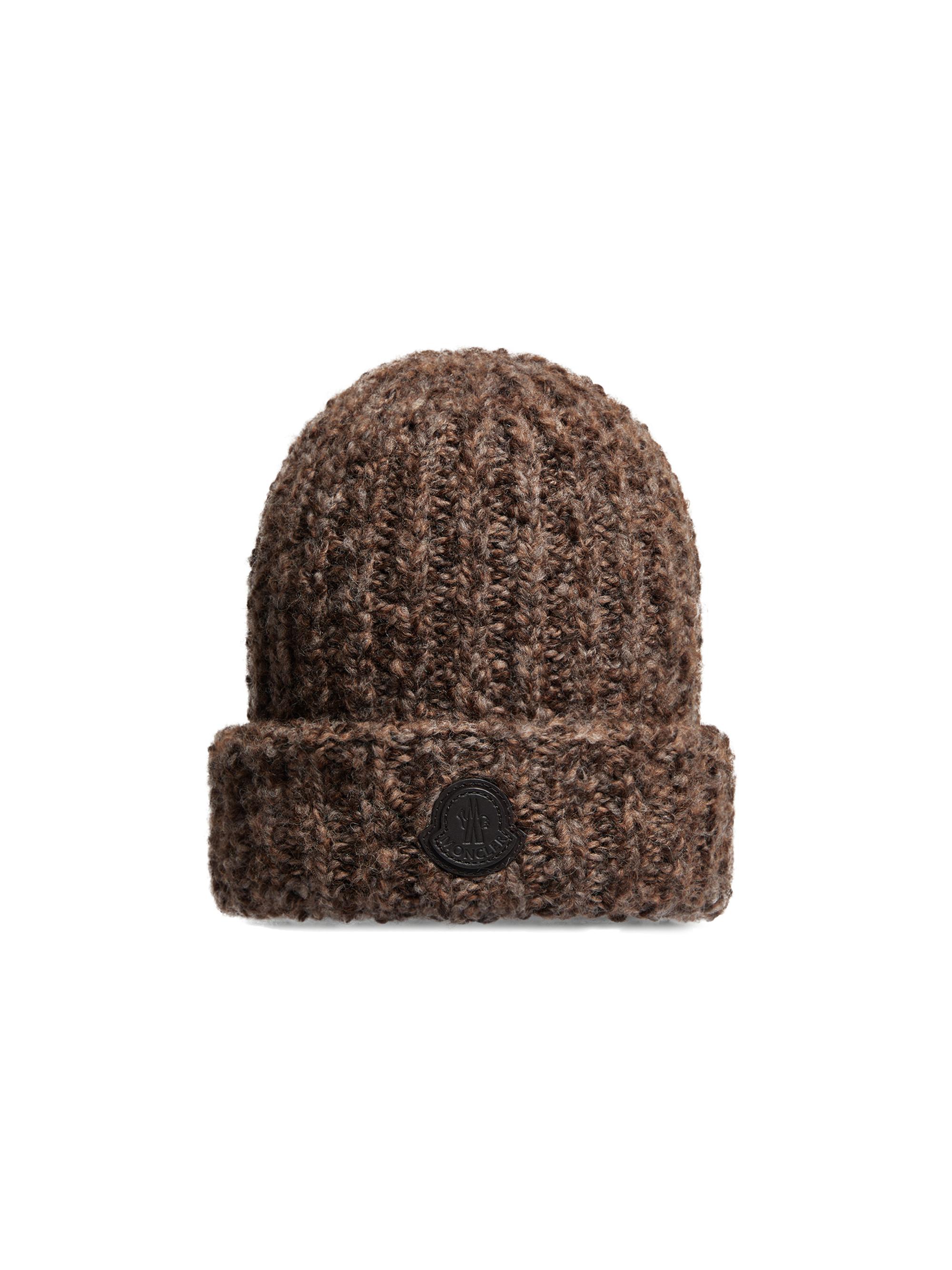 Moncler Men's Beanie Hat in Wool and Alpaca - Brown