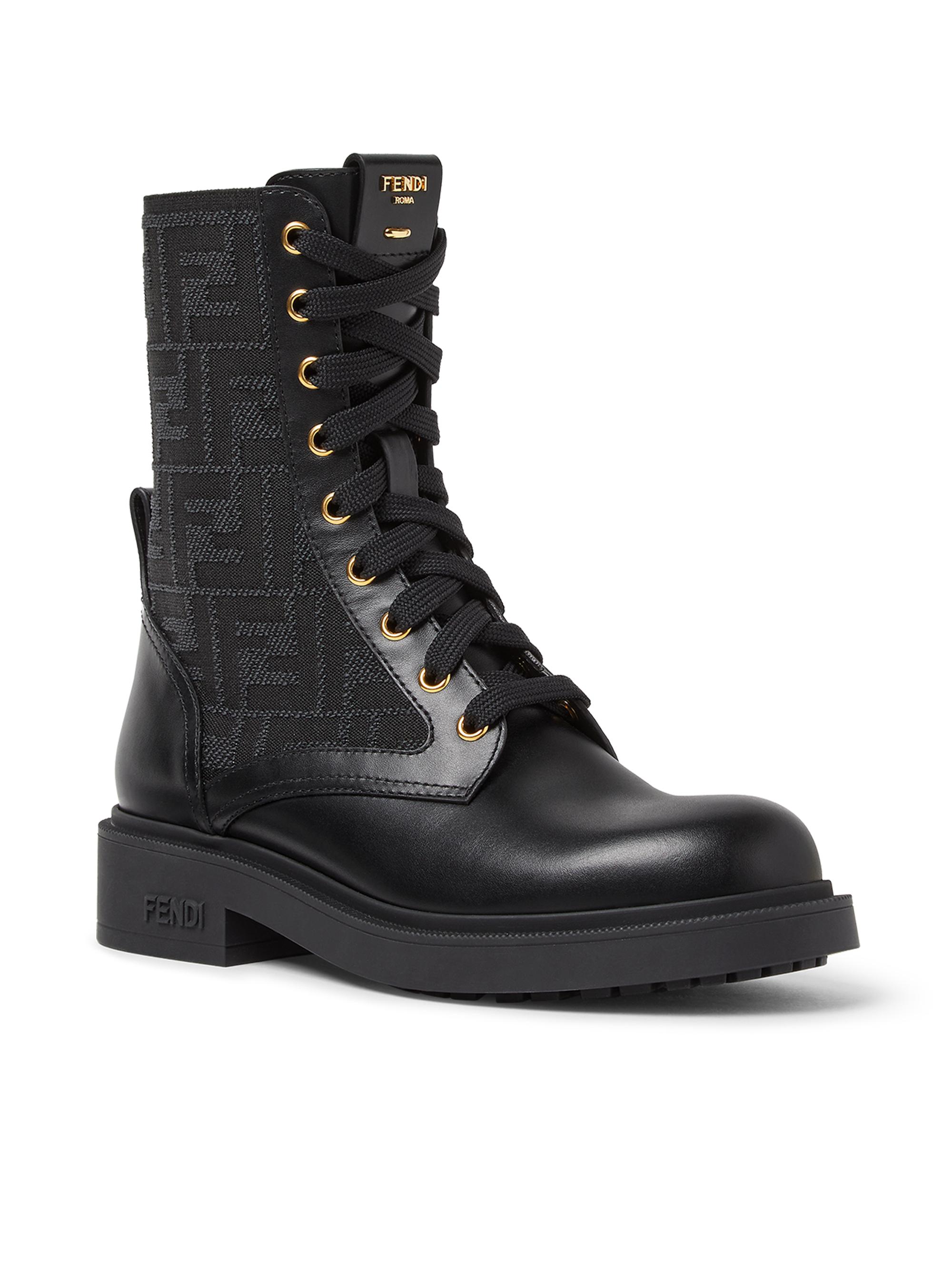 Fendi Filo Logo Leather Combat Boots | Saks Fifth Avenue