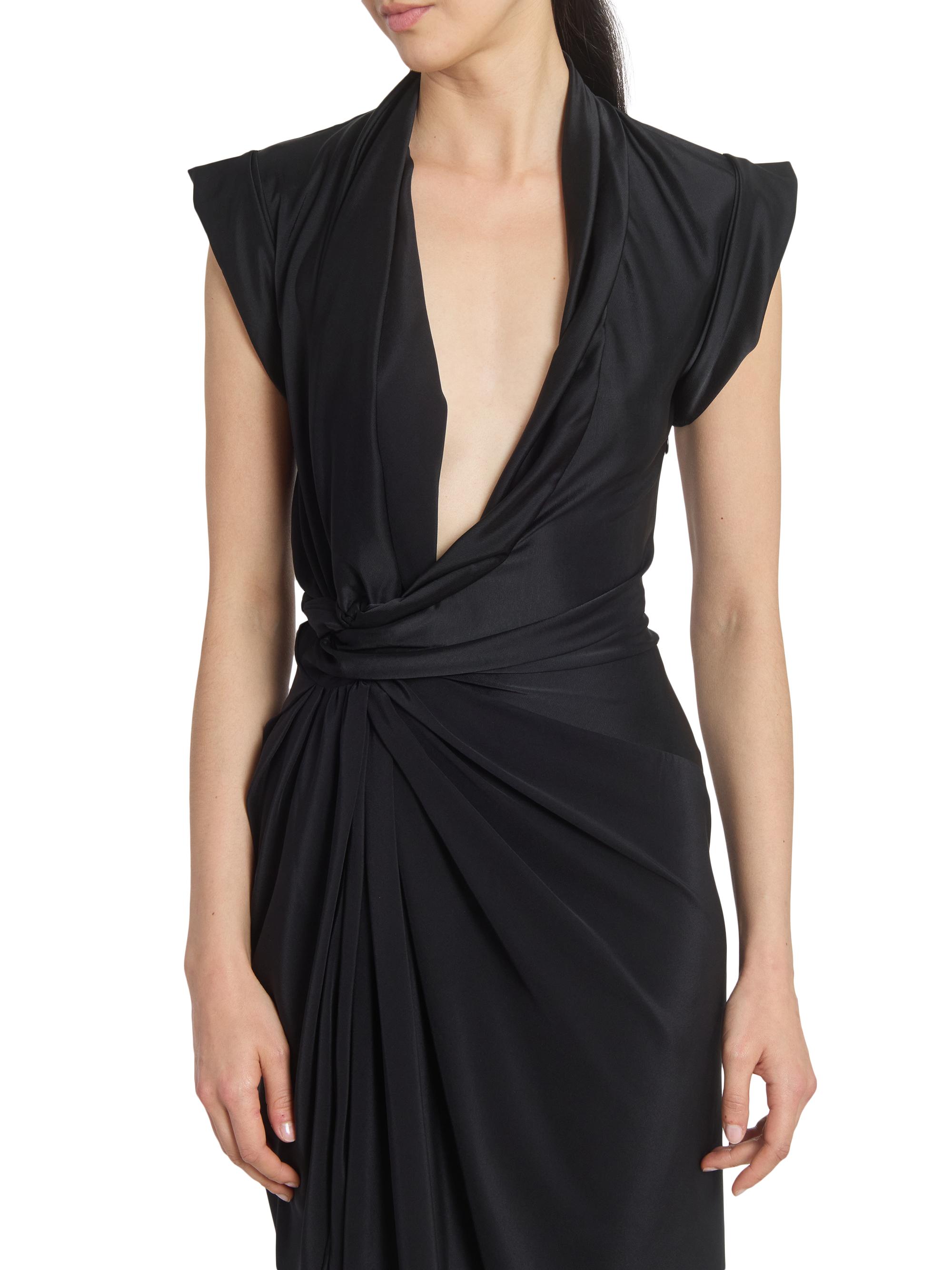 Victoria Beckham Women's Asymmetric Twist Silk Cocktail Dress - Black - Size 4