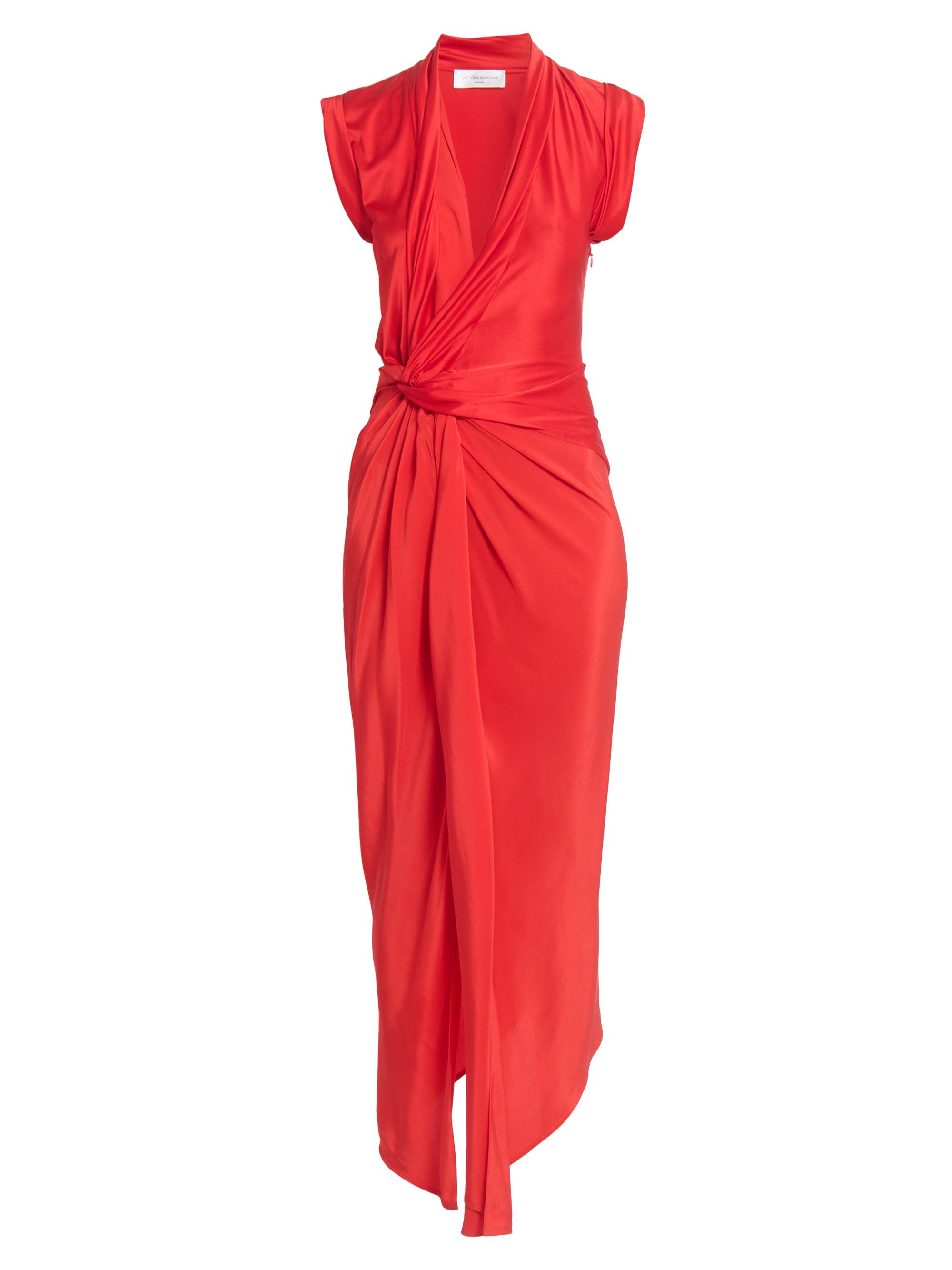 Victoria Beckham Women's Asymmetric Twist Silk Cocktail Dress - Cardinal Red