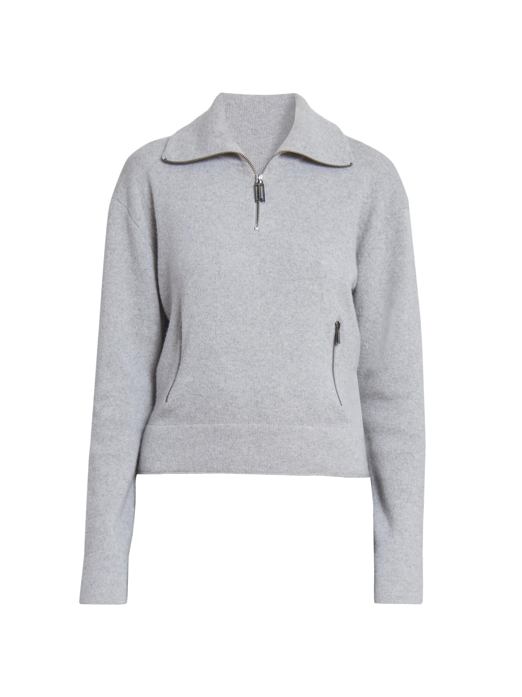 Victoria Beckham Women's Cashmere-Merino Wool Half-Zip Pullover - Grey Marl