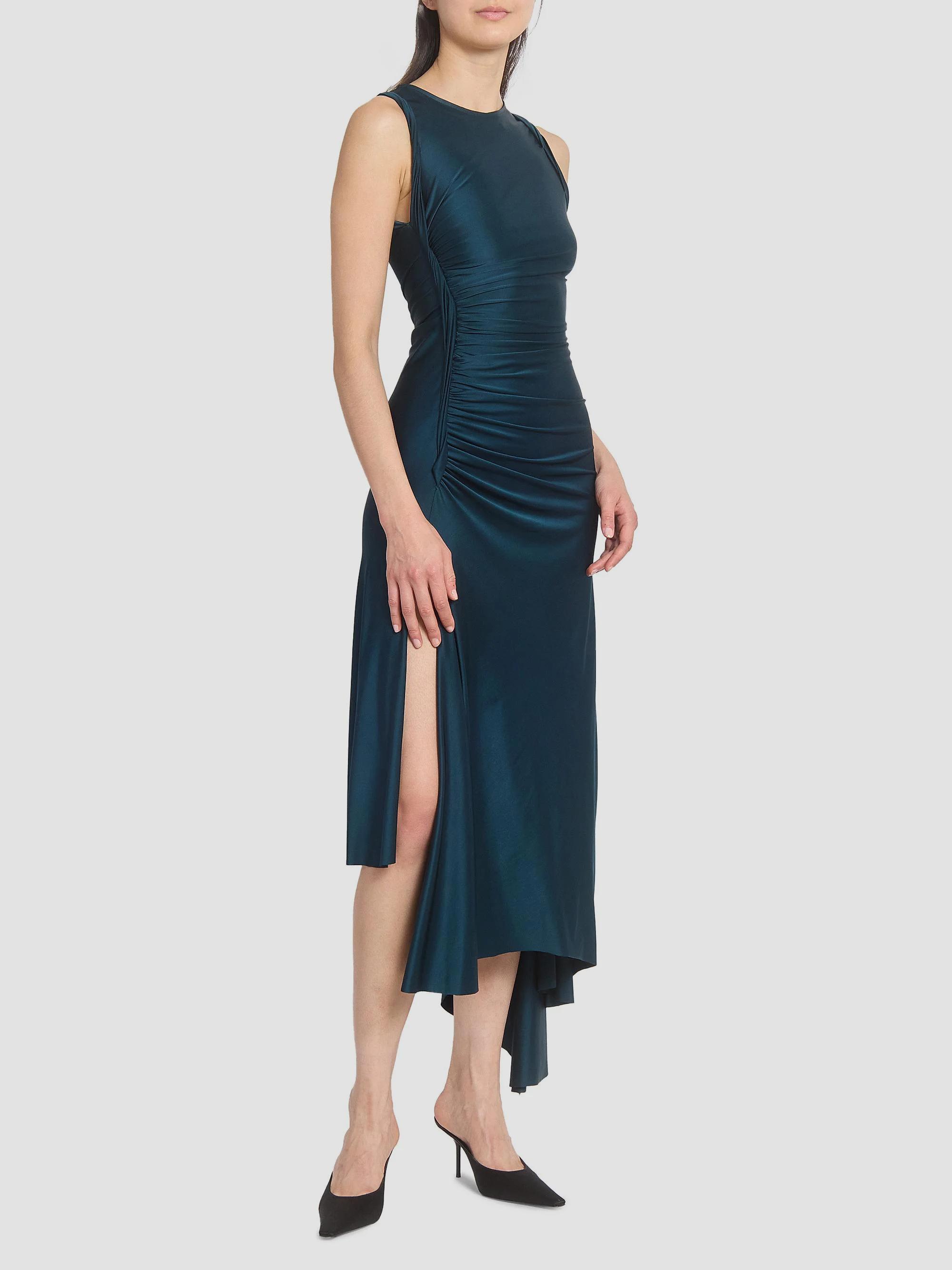 Victoria Beckham Twist-Detail Satin Midi-Dress | Saks Fifth Avenue
