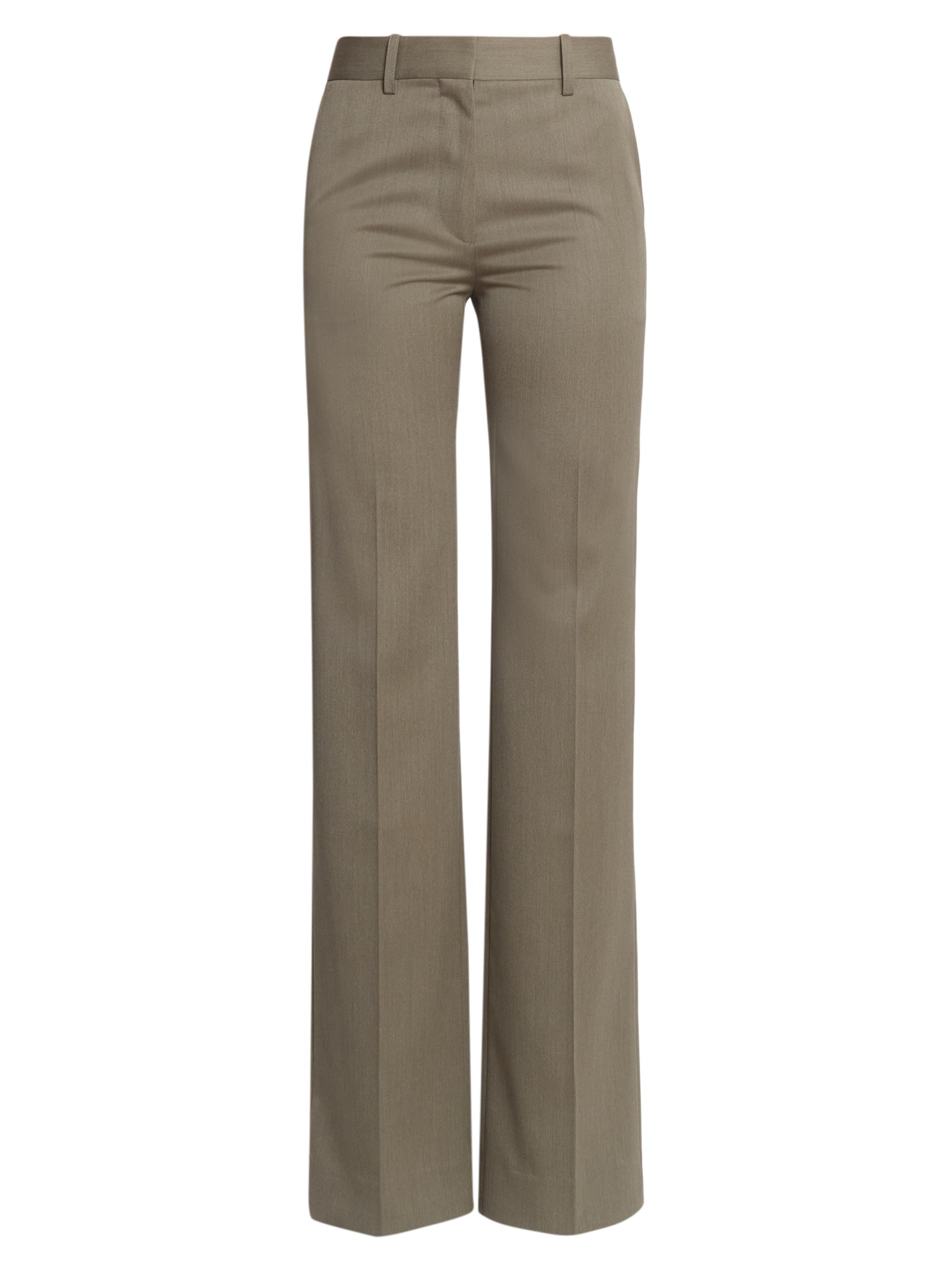 Victoria Beckham Women's Wool-Blend Straight-Leg Trousers - Sage Melange