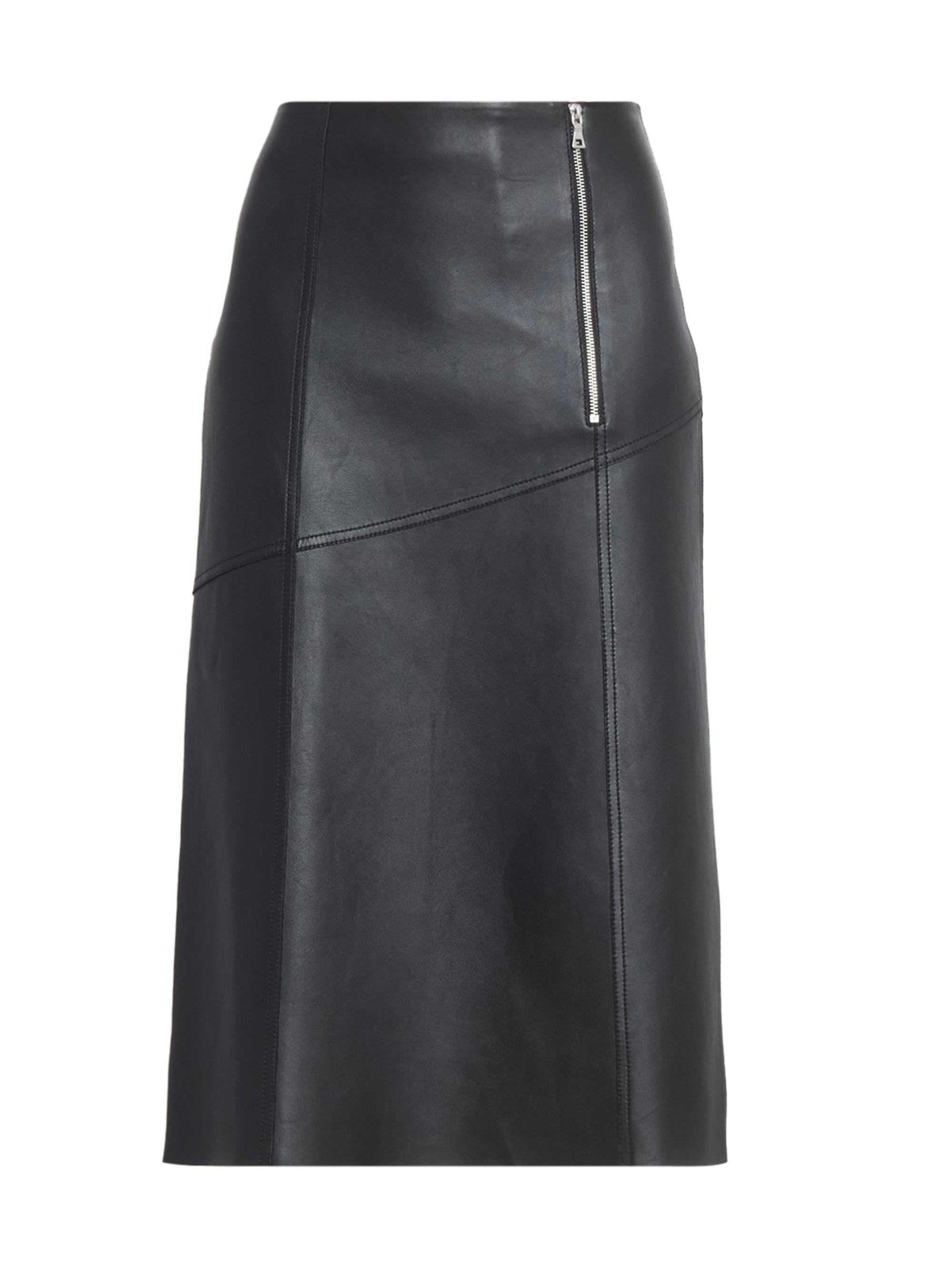 Victoria Beckham Women's Zip-Detail Leather Midi-Skirt - Black