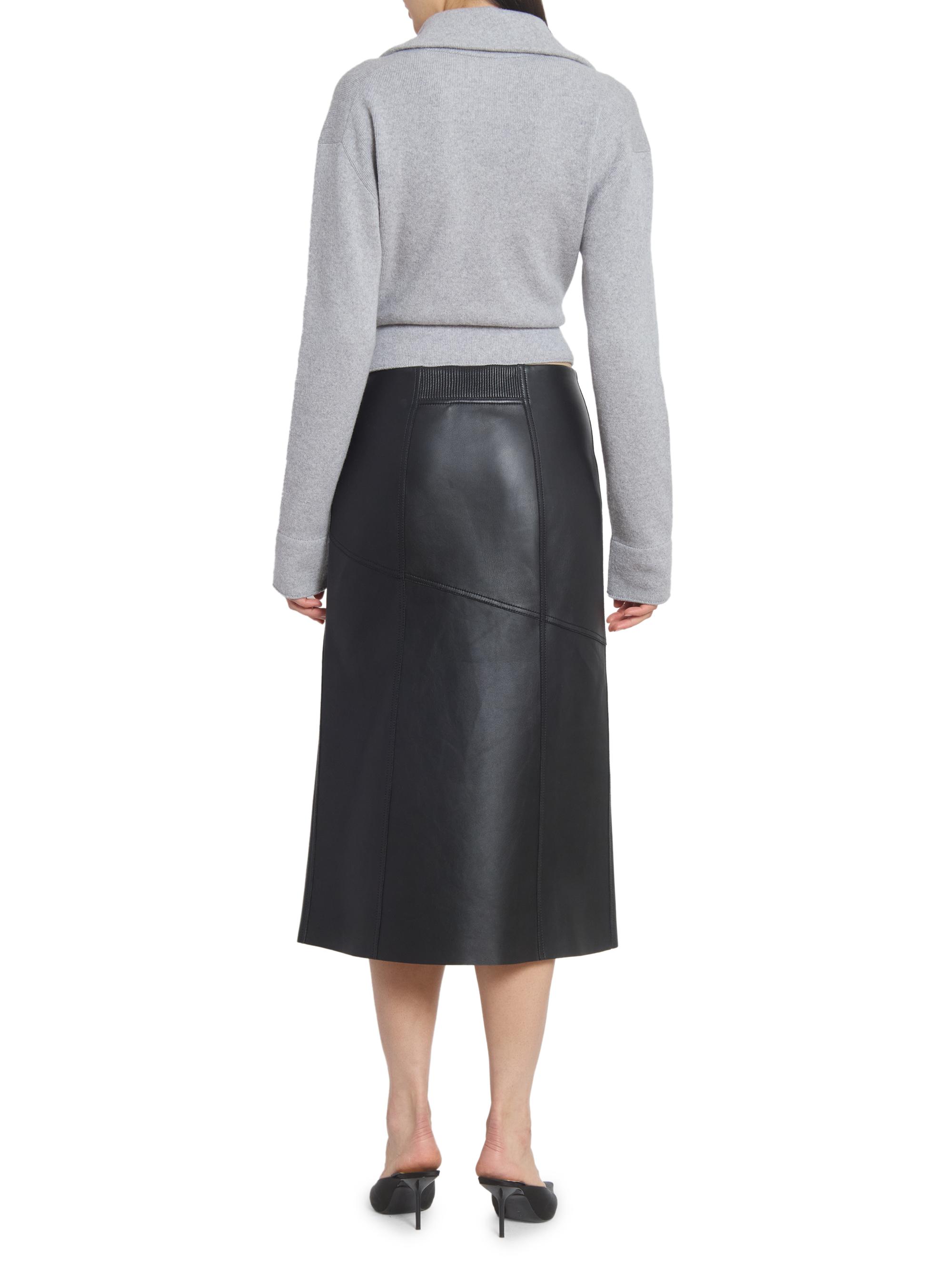 Victoria Beckham Zip-Detail Leather Midi-Skirt | Saks Fifth Avenue