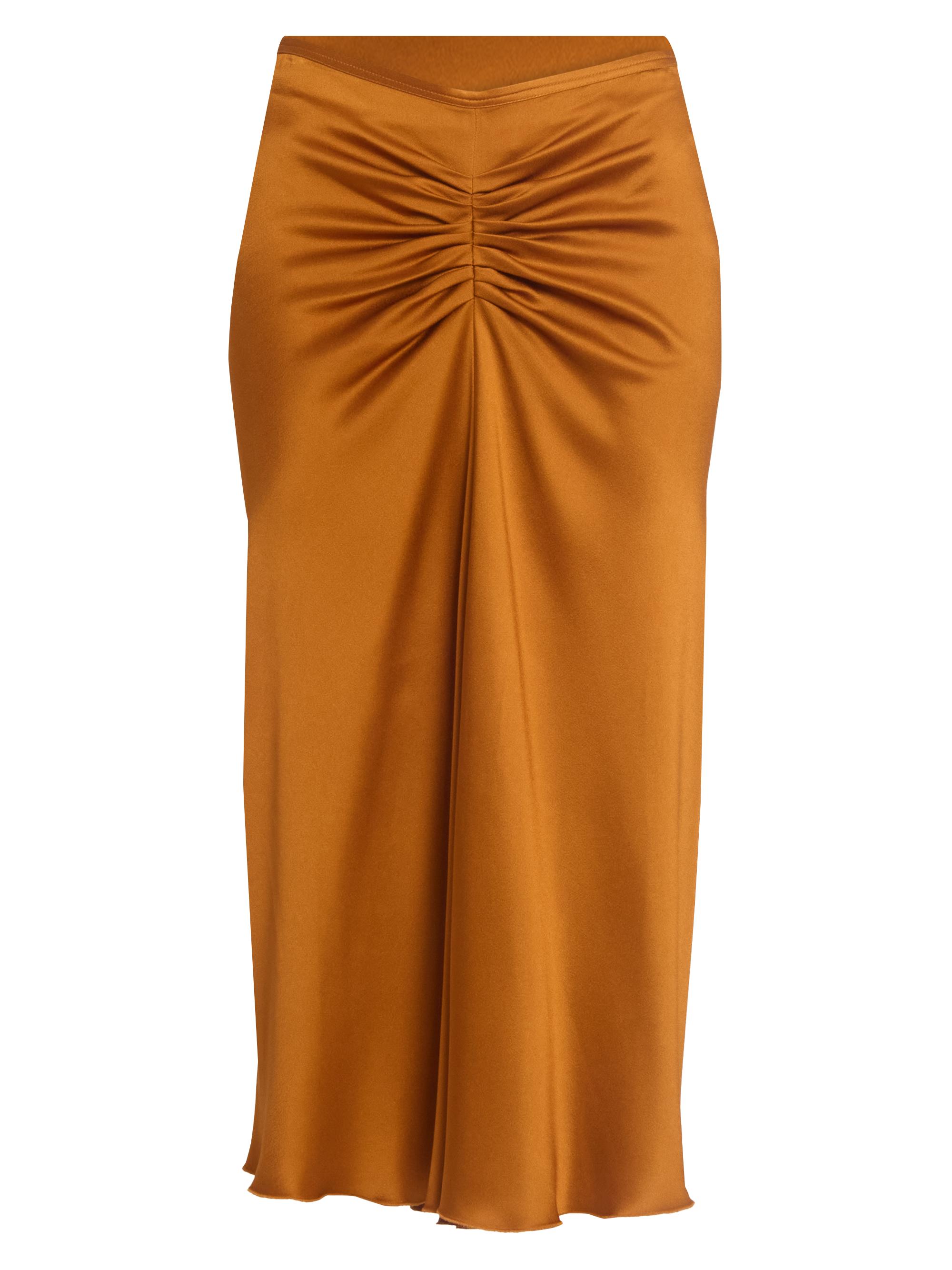 Victoria Beckham Women's Gathered Satin Midi-Skirt - Bronze
