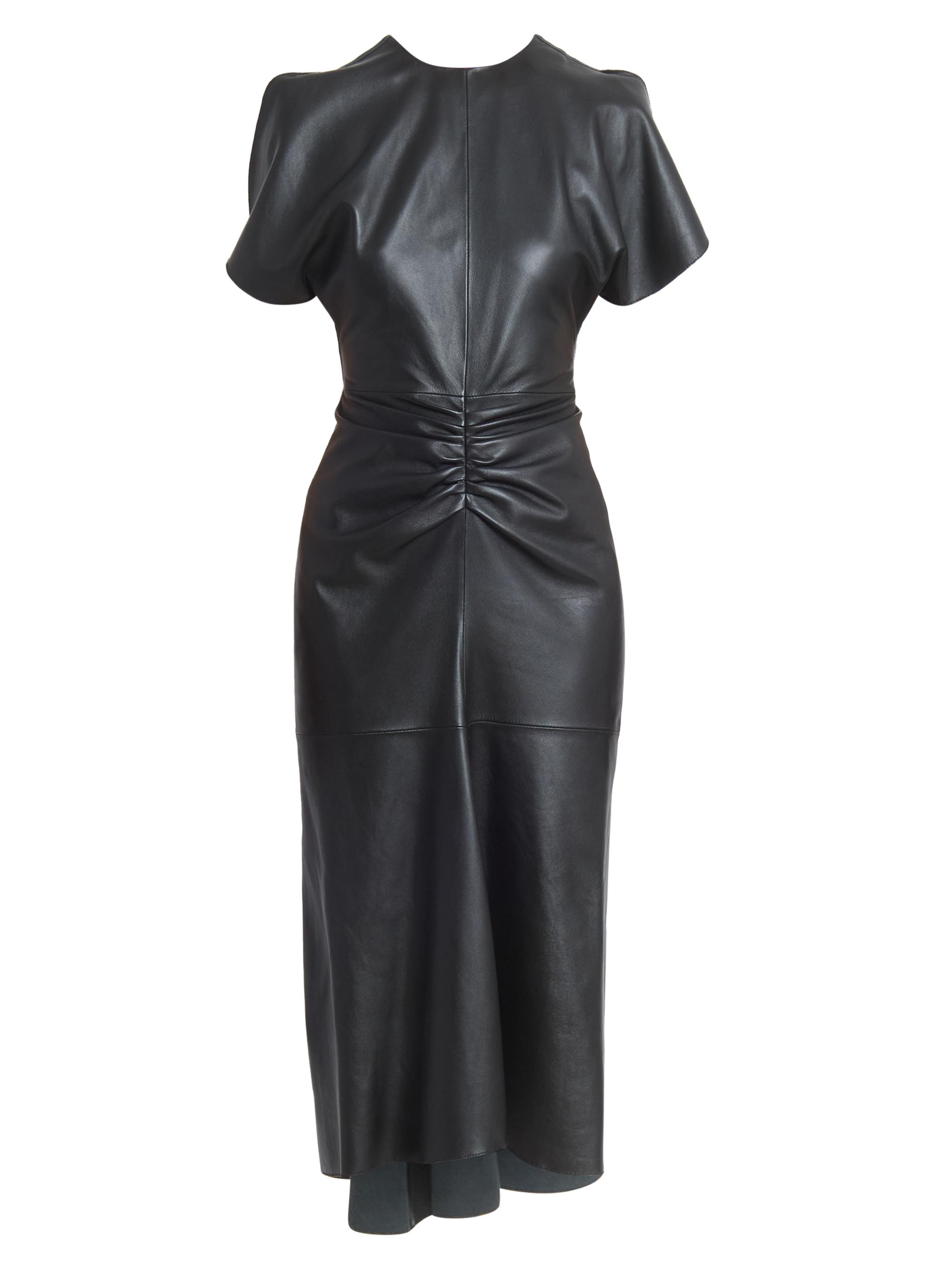 Victoria Beckham Gathered Leather Midi-Dress | Saks Fifth Avenue