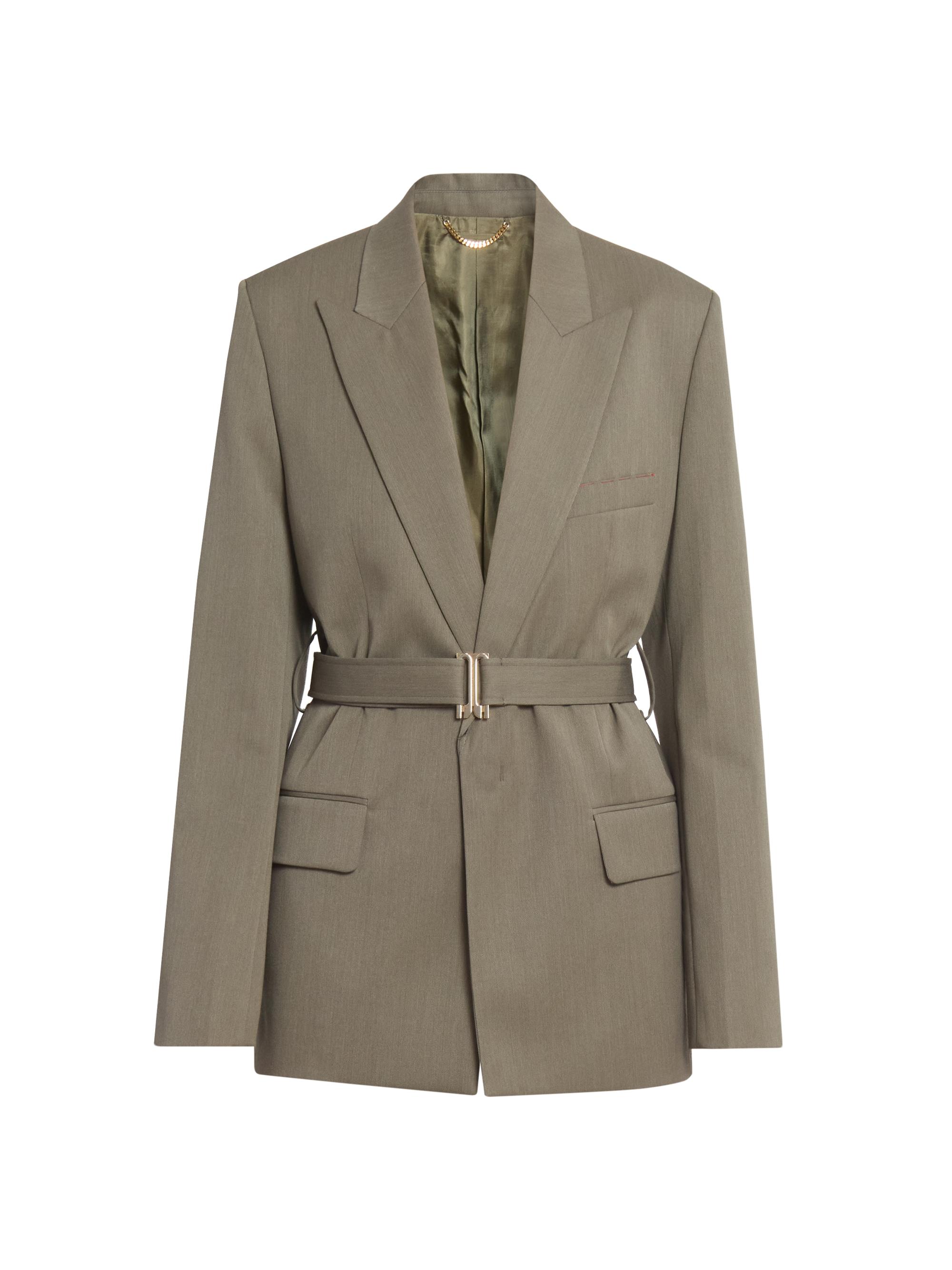 Victoria Beckham Women's Wool-Blend Belted Single-Breasted Jacket - Sage Melange