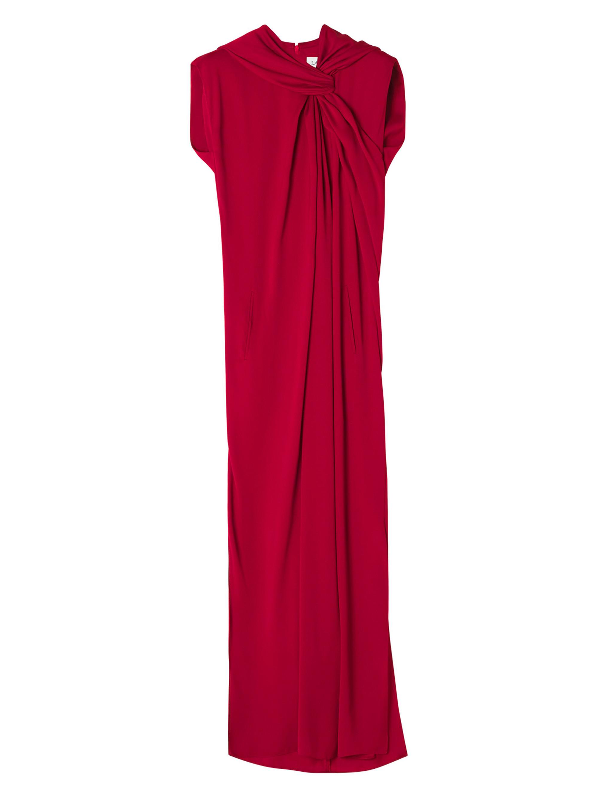 Lanvin Women's Long Knotted Dress in Satin - Red Anemone