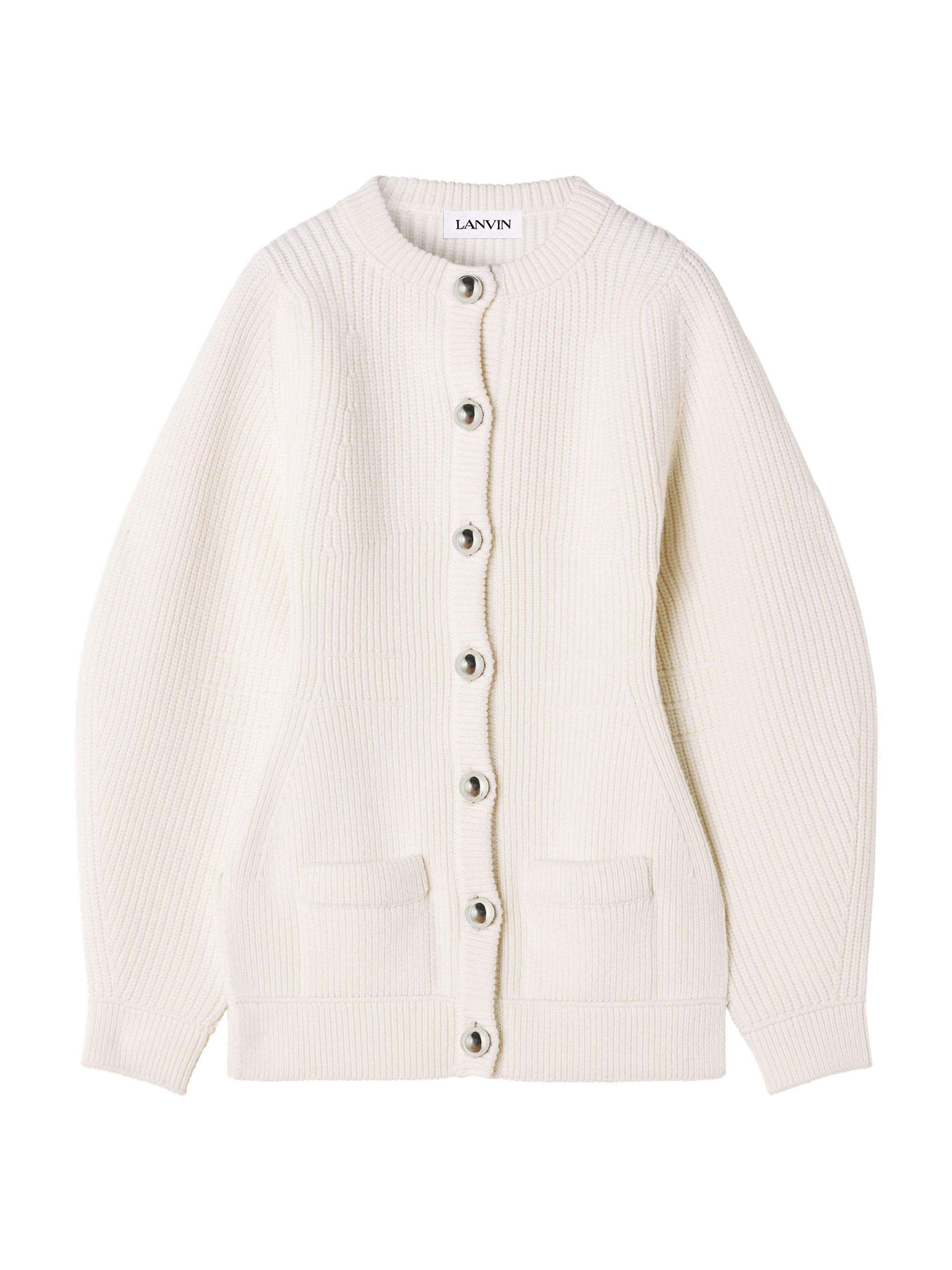 Lanvin Women's Wool Ribbed Cardigan - Cloth