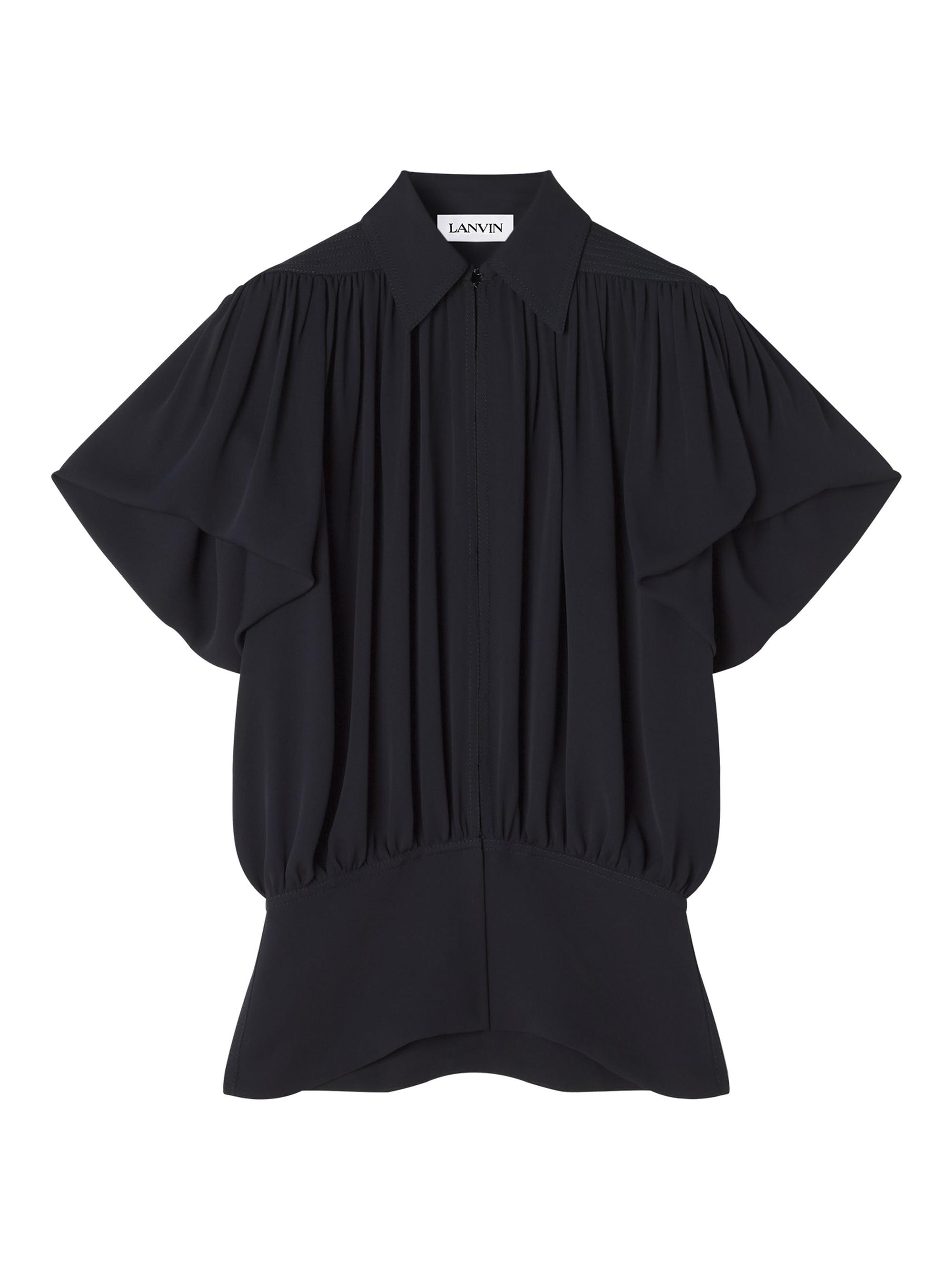Lanvin Women's Top in Silk Georgette - Black Navy