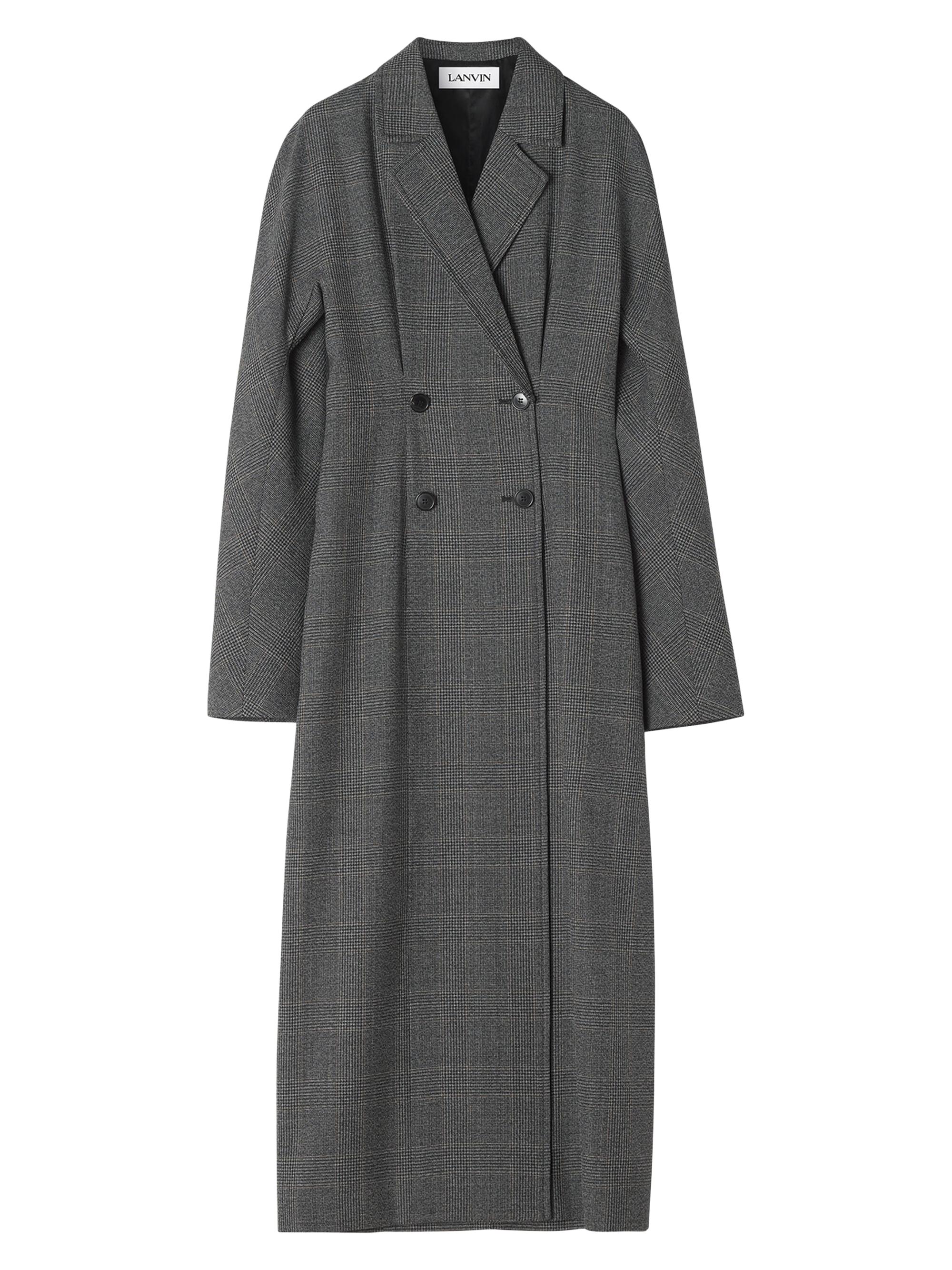 Lanvin Women's Double Breasted Prince of Wales Wool Dress - Dark Grey Melange