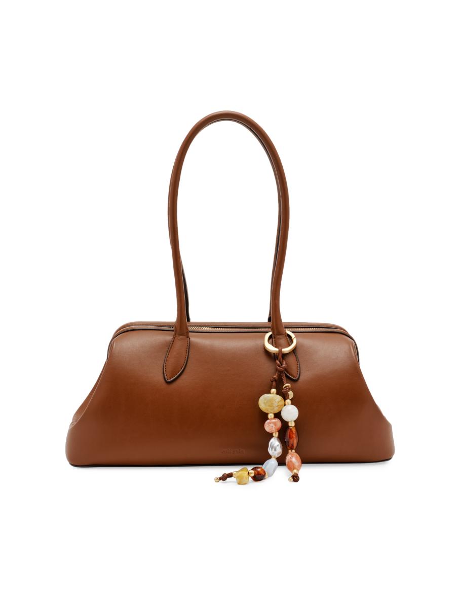Cult Gaia Raia Bag Charm-Detail Leather Satchel | Saks Fifth Avenue