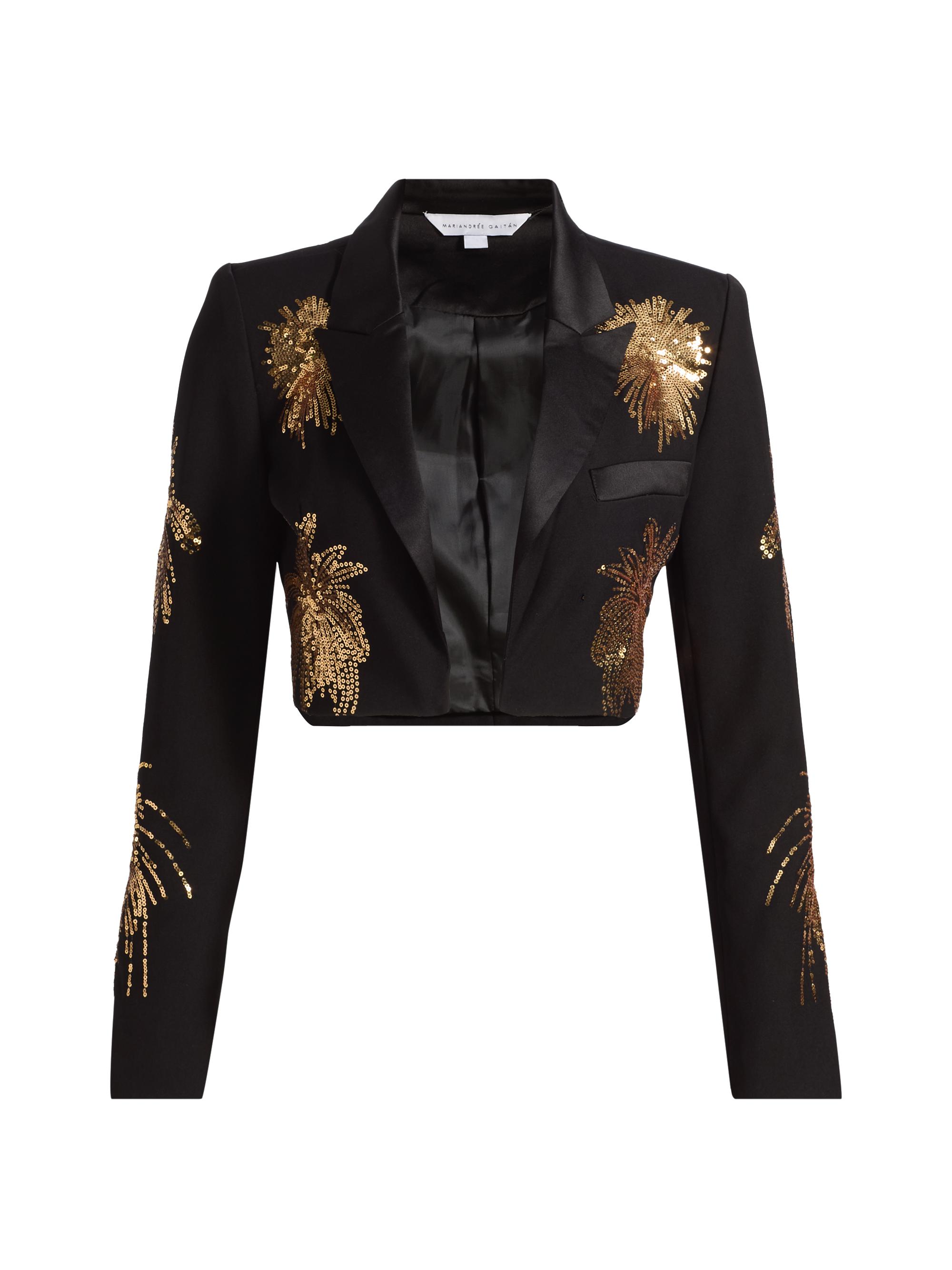 Mariandree Gaitan Women's Maisie Sequined Crop Blazer - Black