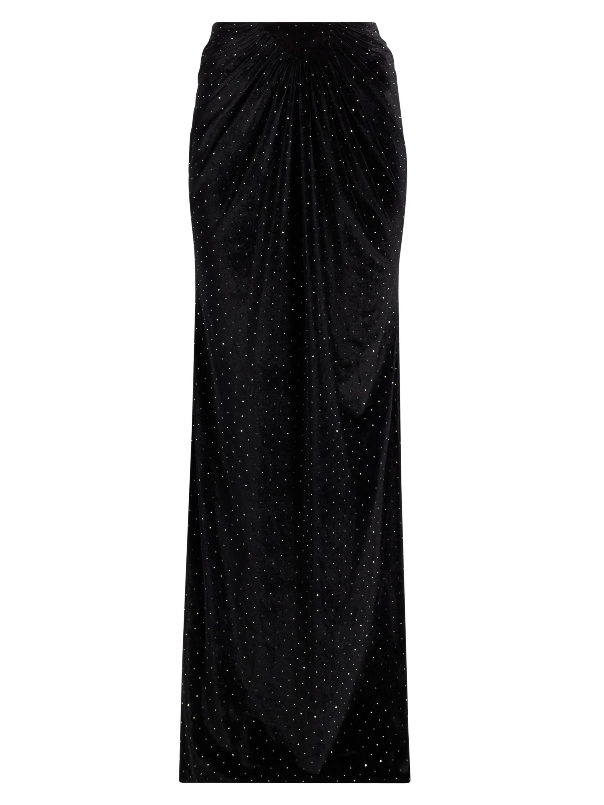 Mariandree Gaitan Women's Alice Crystal-Embellished Velvet Maxi-Skirt - Black