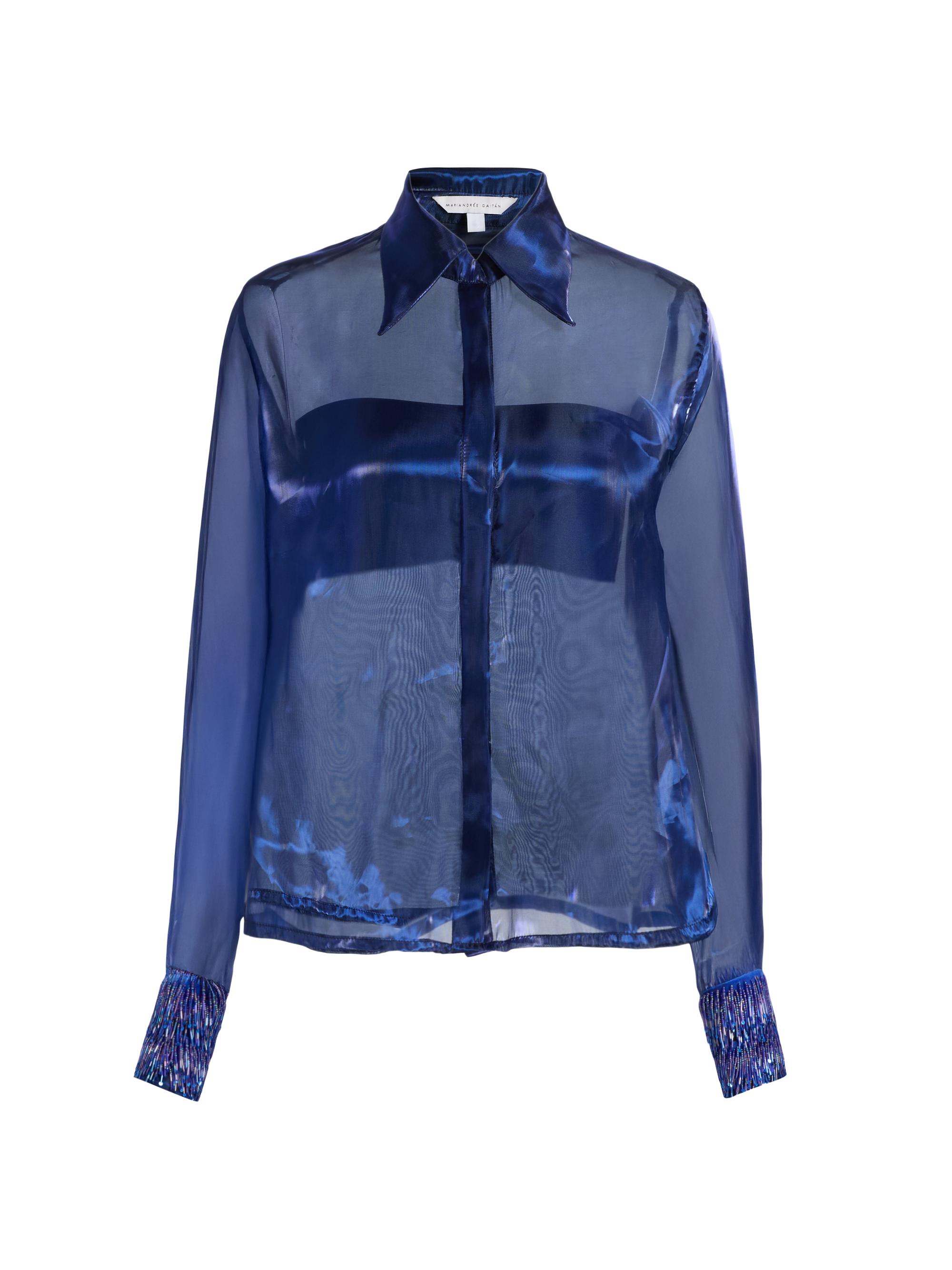 Mariandree Gaitan Women's Athenea Sheer Organza Shirt - Light Blue