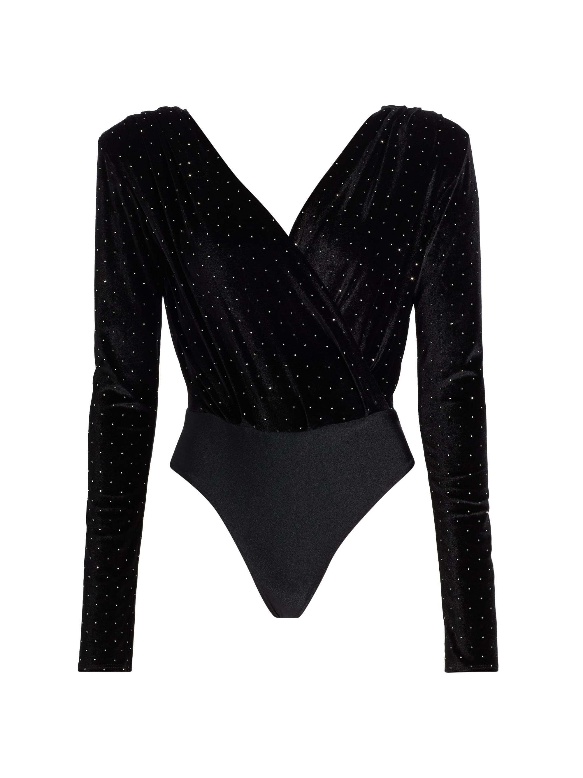 Mariandree Gaitan Women's Marcela Crystal-Embellished Velvet Bodysuit - Black