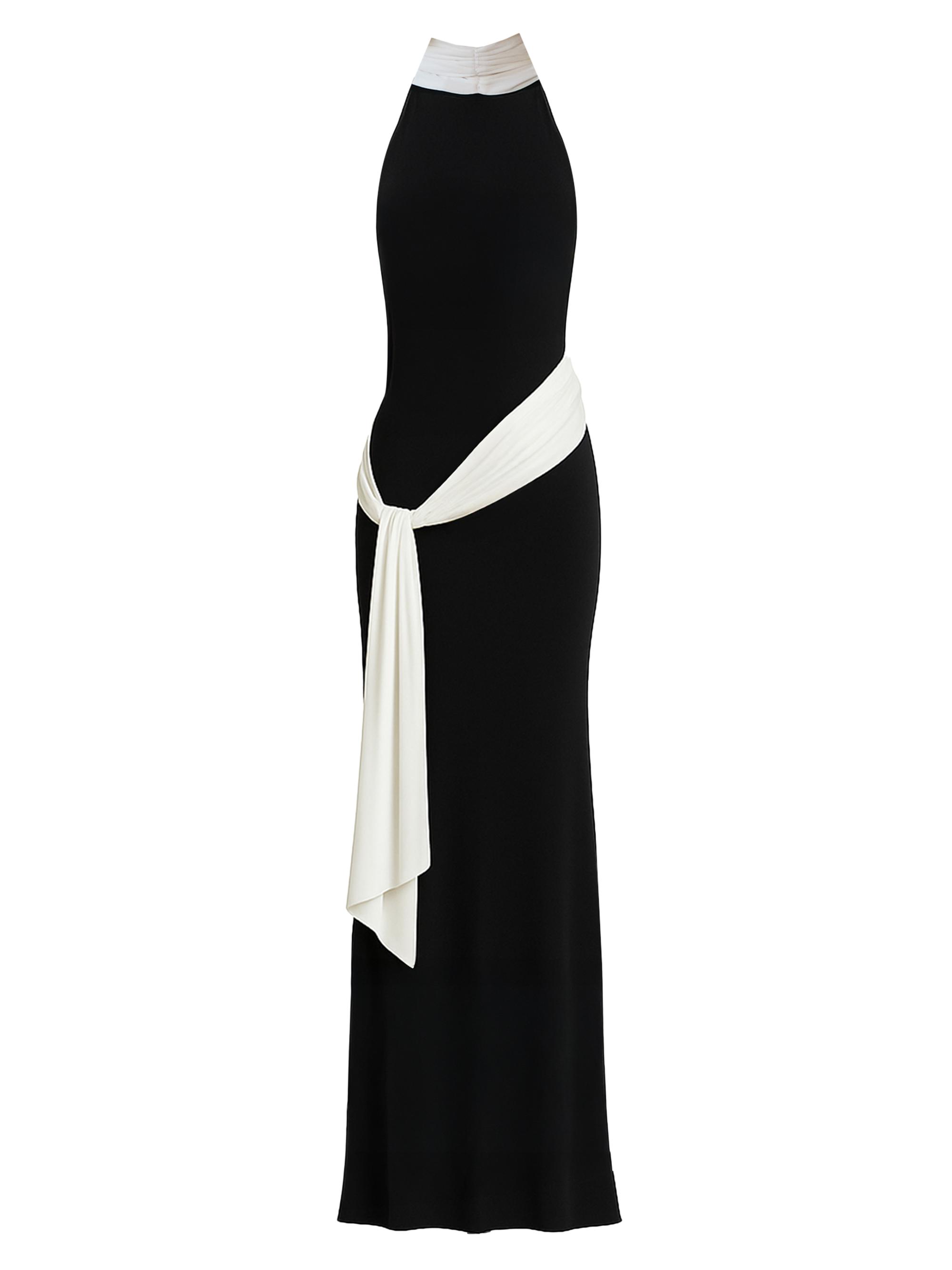 The New Arrivals Ilkyaz Ozel Women's Leia Sash-Detail Jersey Gown - Dark Matter