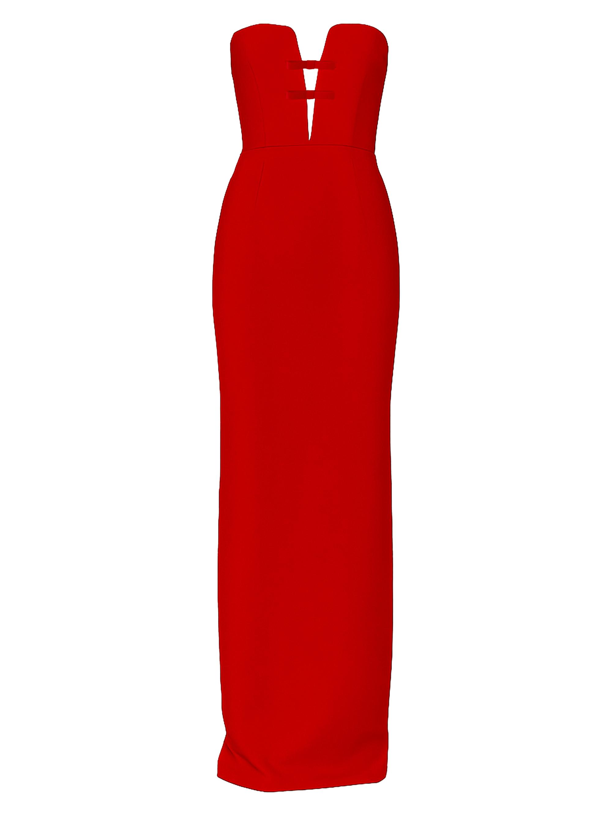 The New Arrivals Ilkyaz Ozel Women's Noa Pedro Bow-Detail Crepe Strapless Gown - Pedro Red