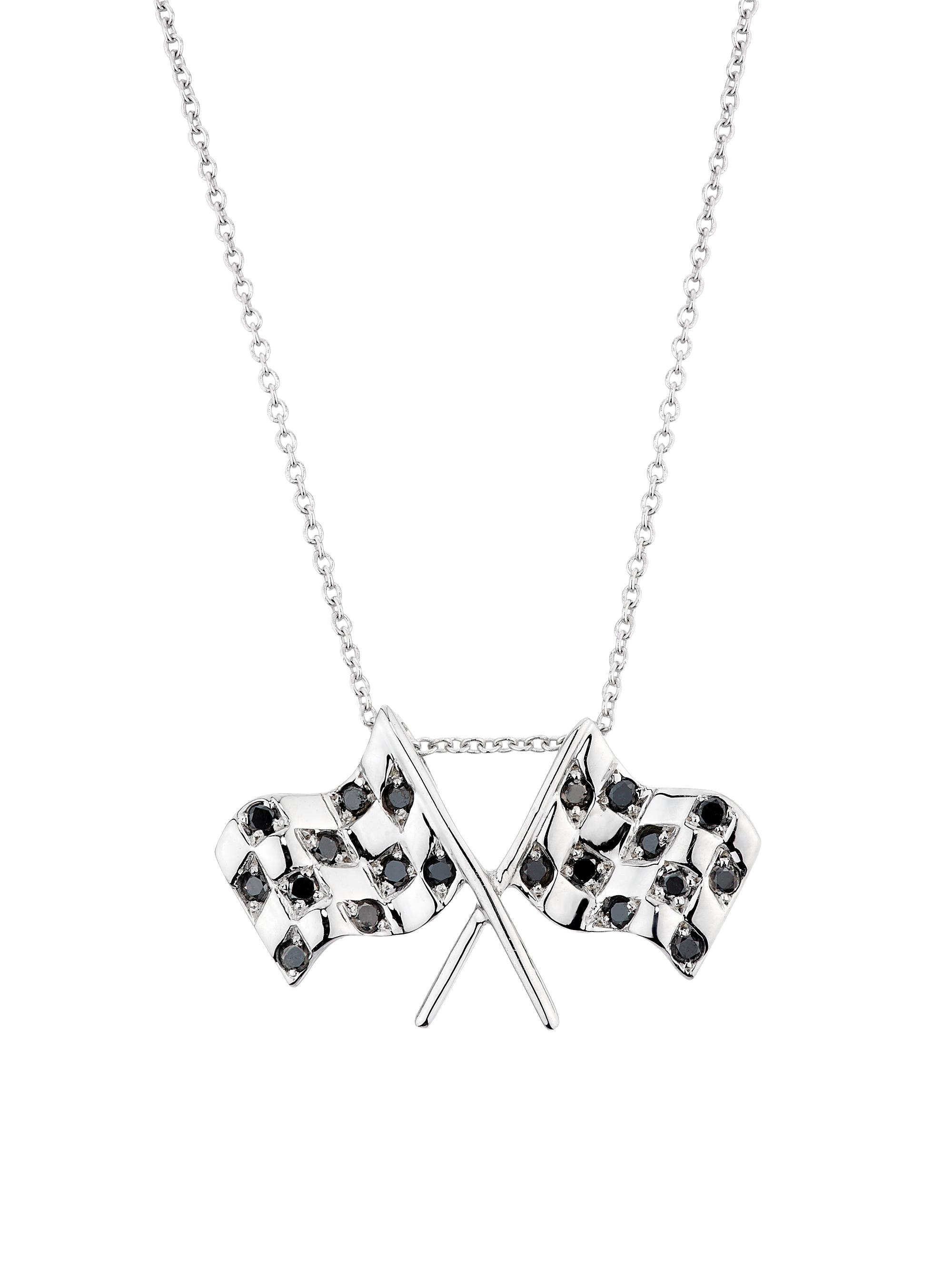 Roberto Coin Women's Tiny Treasures 18K White Gold & 0.30 TCW Black Diamond Pendant Necklace - White Gold