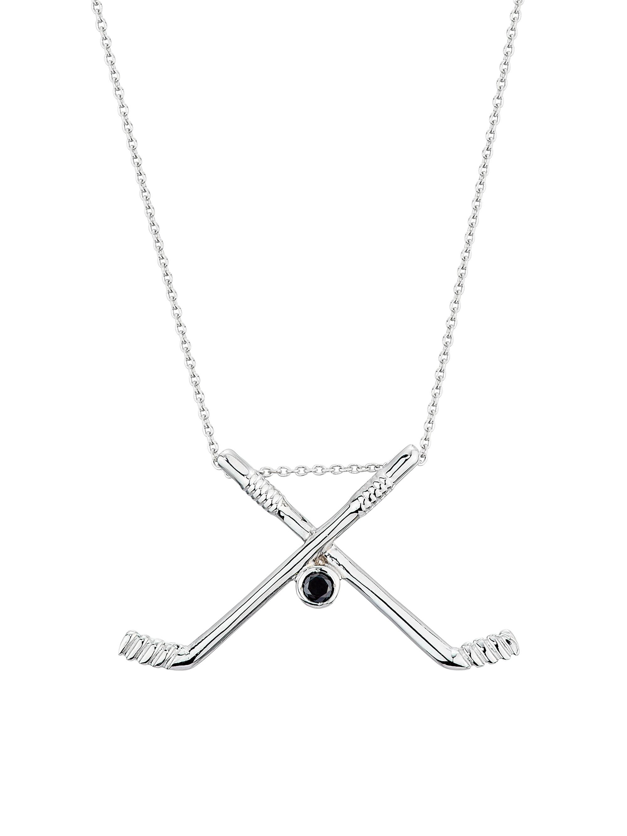 Roberto Coin Women's 18K White Gold & 0.07 TCW Black Diamond Hockey Stick Pendant Necklace - White Gold