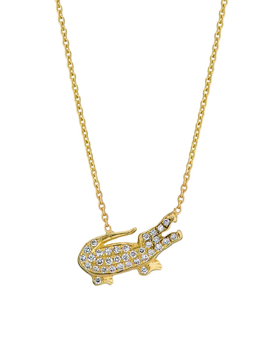 Roberto Coin Women's 18k Yellow Gold & 0.10 Tcw Diamond Crocodile Pendant Necklace In Purple