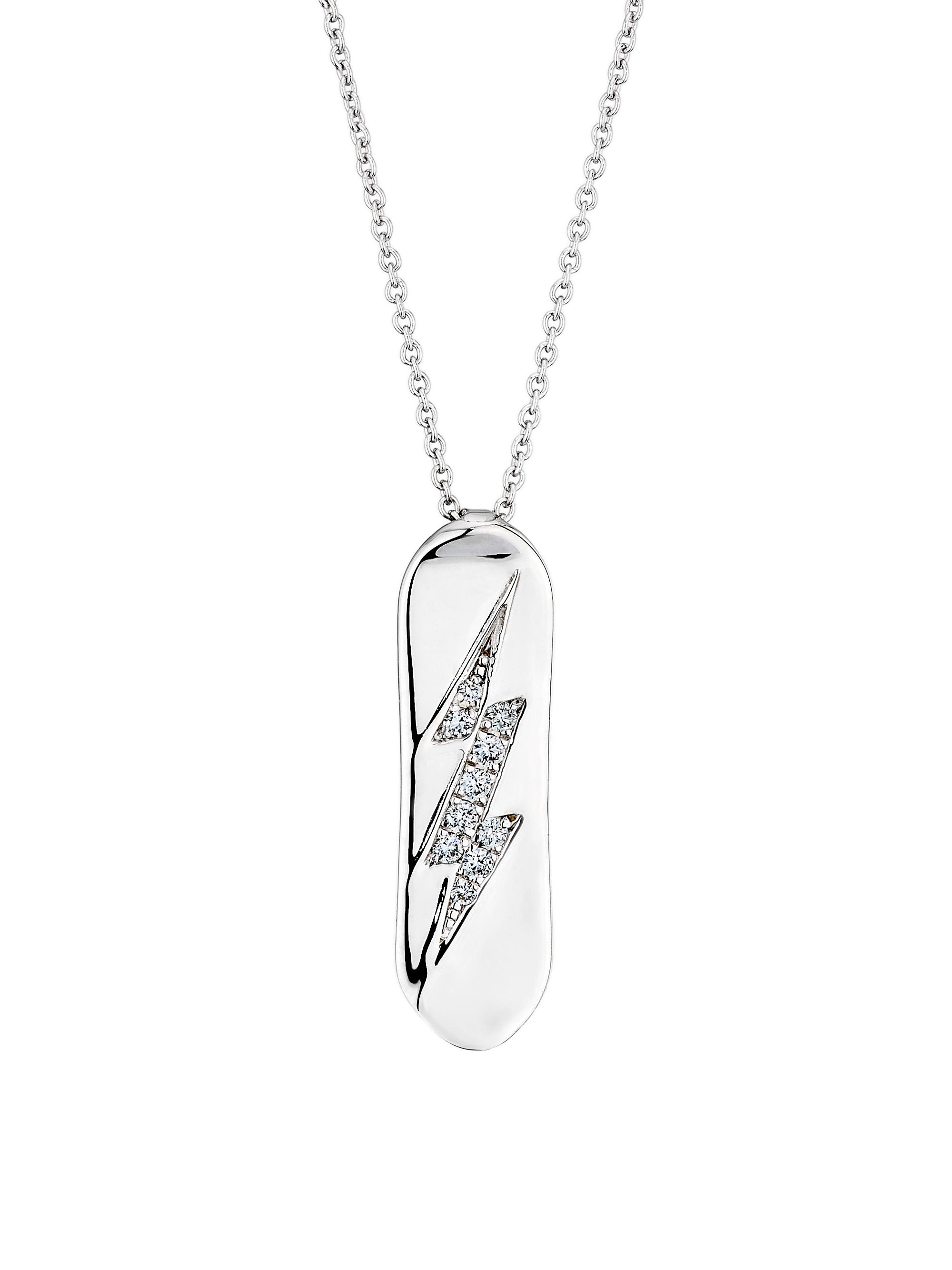 Roberto Coin Women's 18K White Gold & 0.09 TCW Diamond Snowboard Pendant Necklace - White Gold