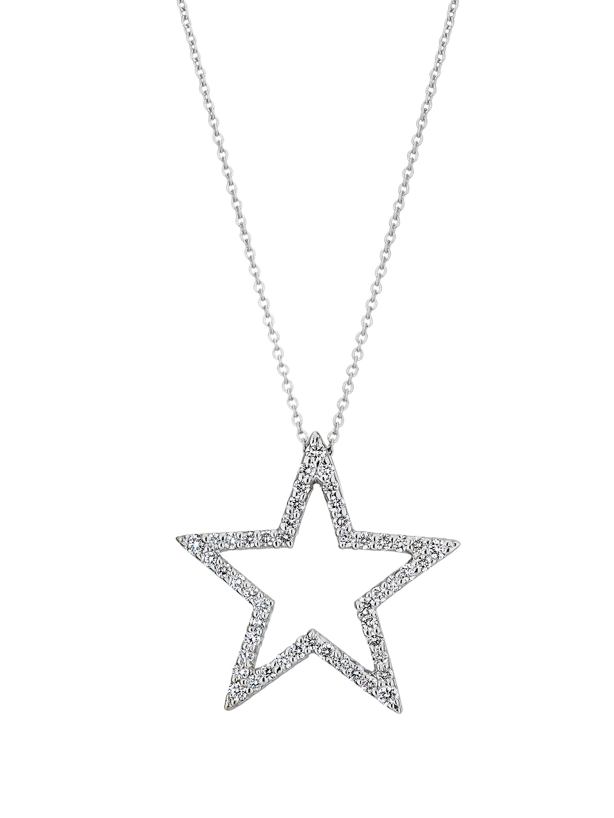 Roberto Coin Women's Tiny Treasures 18K White Gold & 0.52 TCW Diamond Open Star Pendant Necklace - White Gold